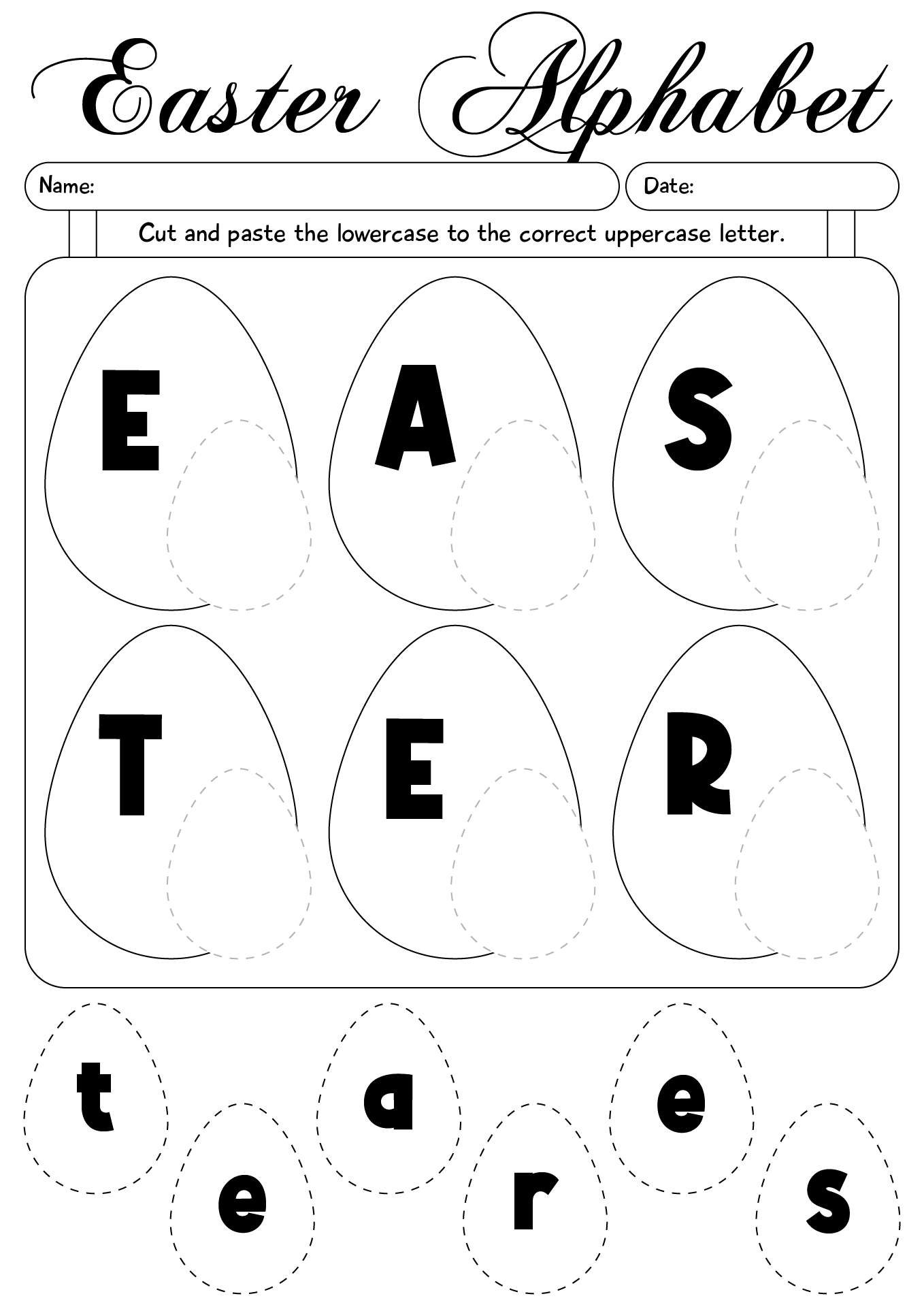 Easter Alphabet Cut And Paste Worksheets