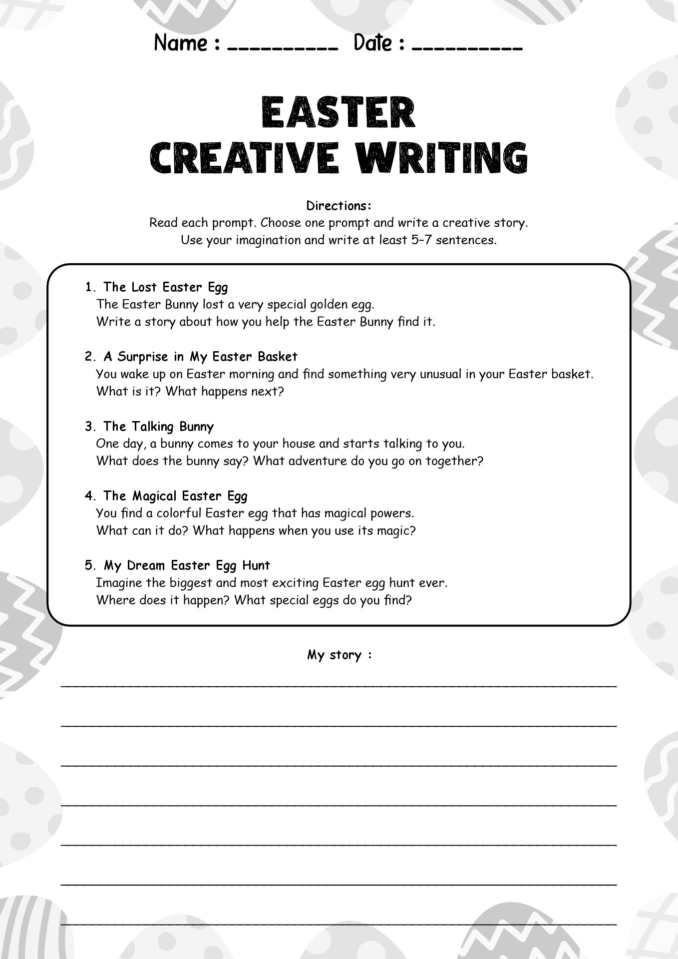 Easter Creative Writing Prompts 3rd Grade