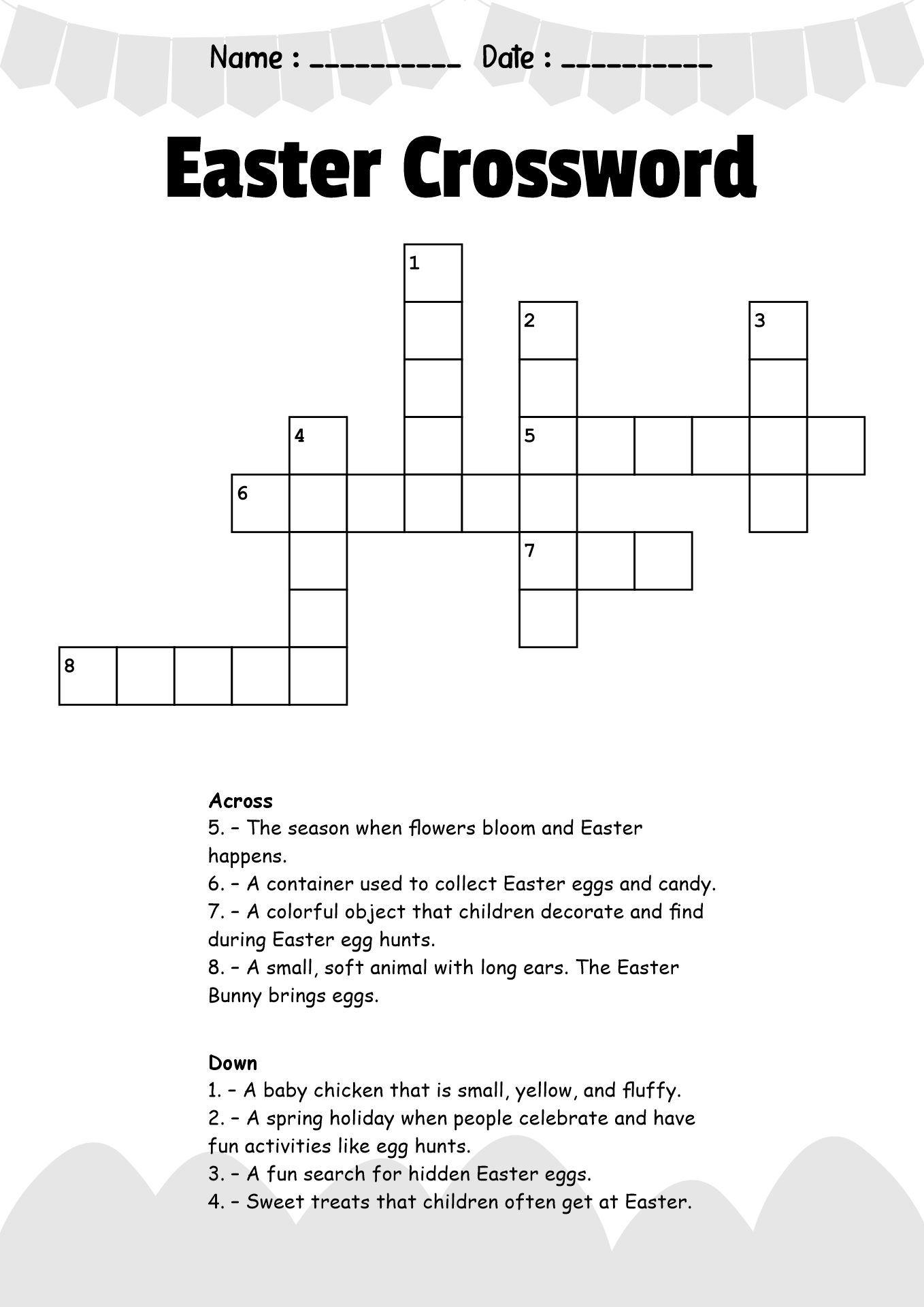 Easter Crossword Puzzles for Second Graders