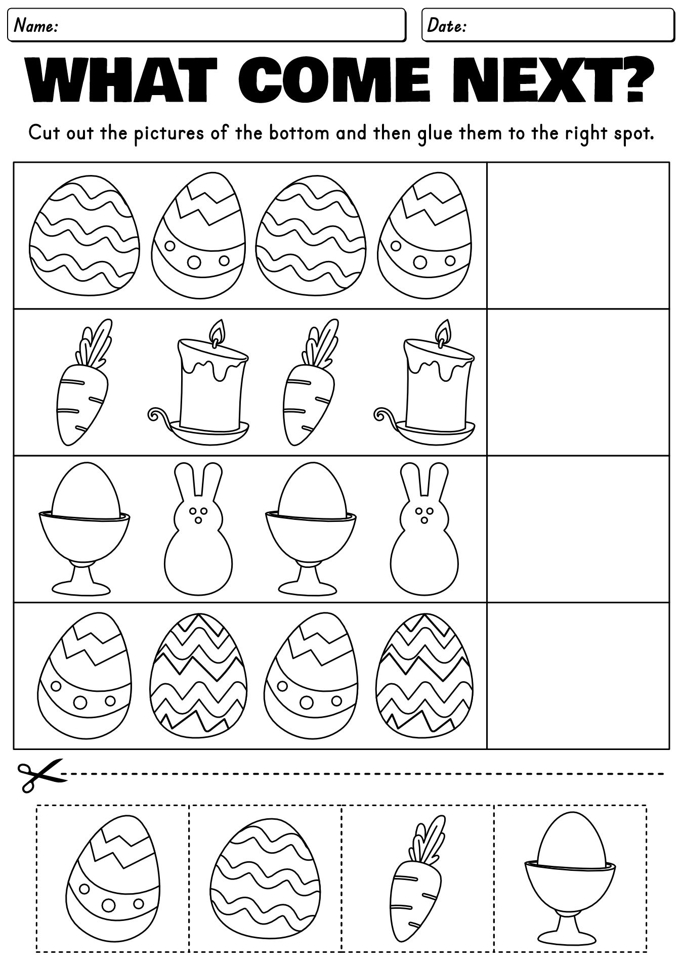 Easter Cut And Glue Activity Worksheets