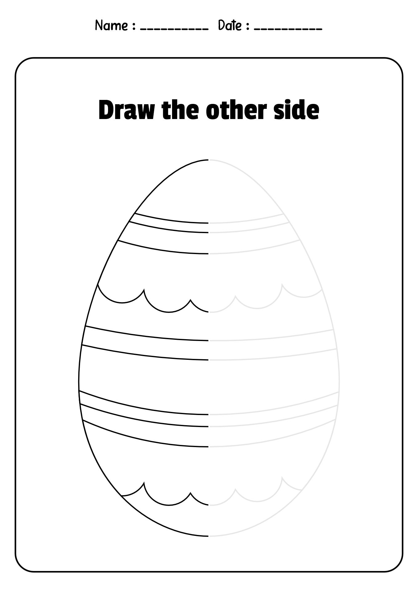 Easter Egg Symmetry Art Worksheets for 2nd Grade