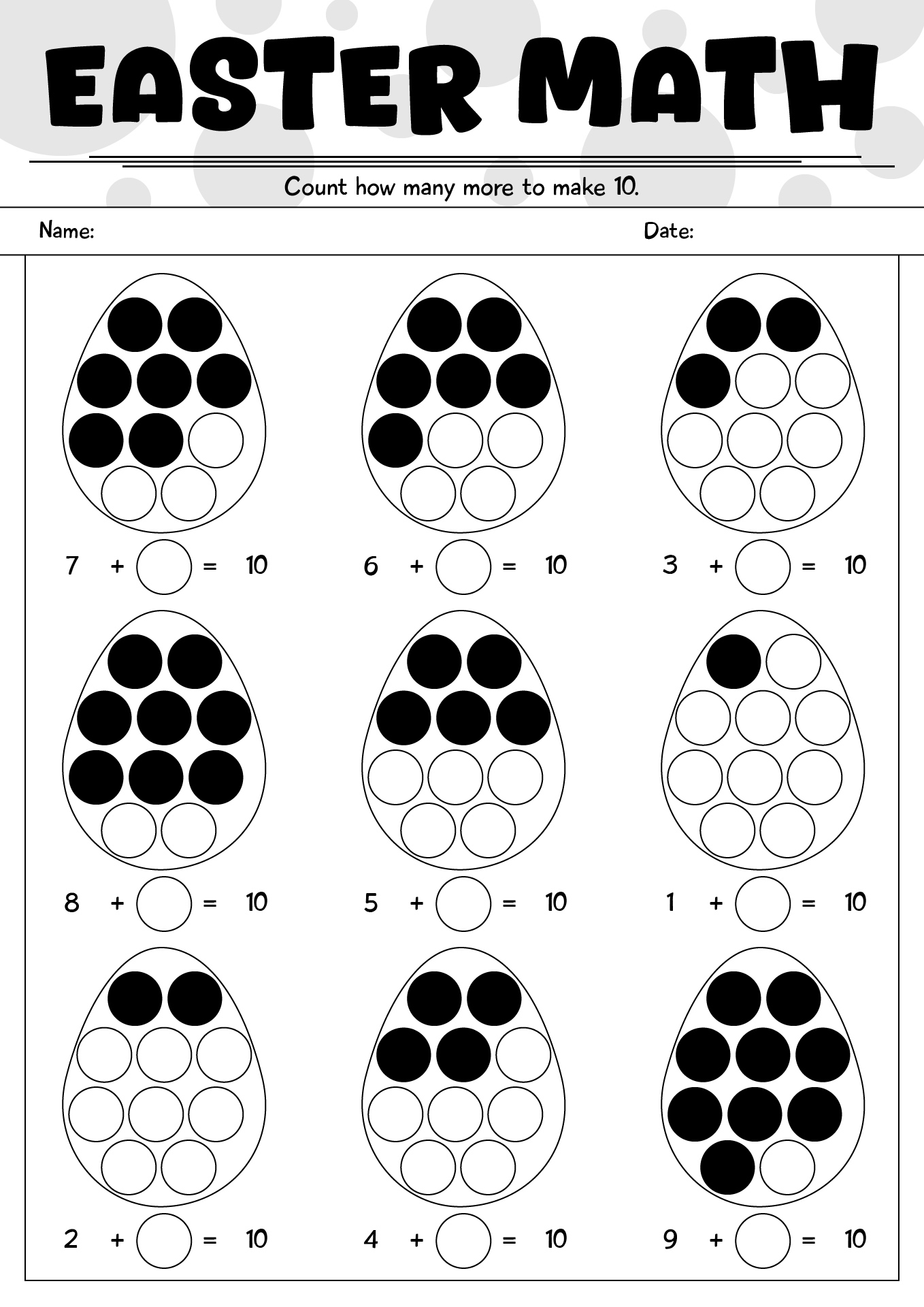 Easter Math Activities For 1st Grade