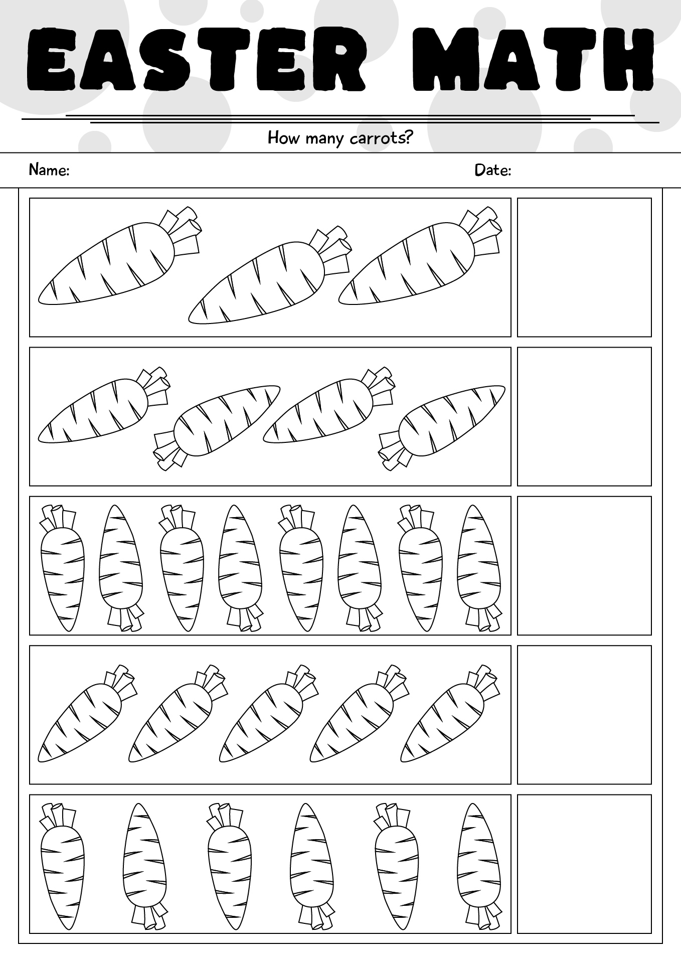 Easter Math Black White Worksheet Kids