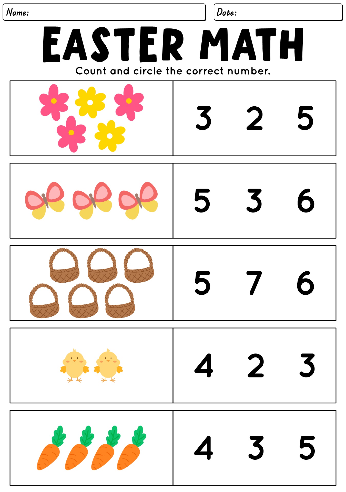 Easter Math Practice For 1st Grade