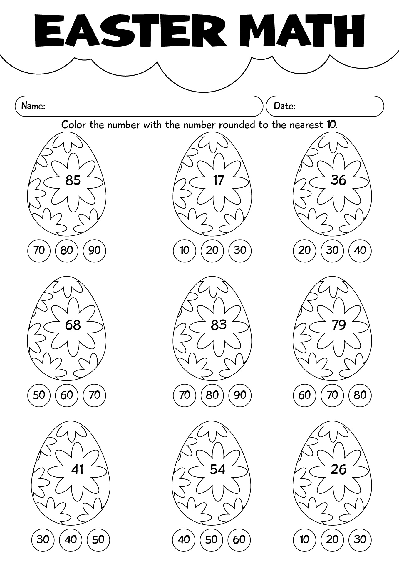 Easter Math Worksheets For 3rd Grade