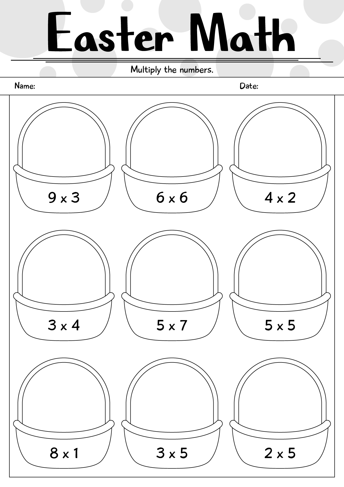 Easter Multiplication Worksheet For First Grade