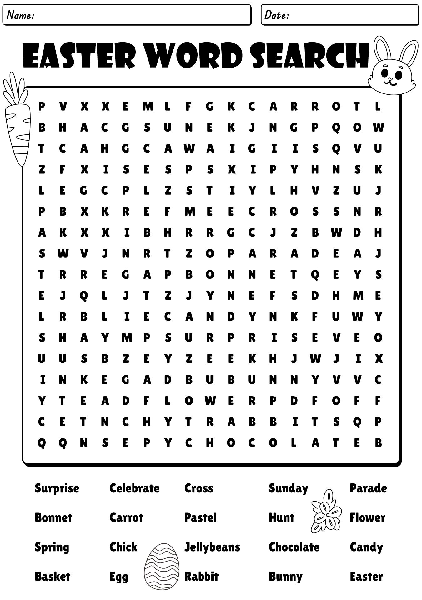 Easter Word Search Worksheet