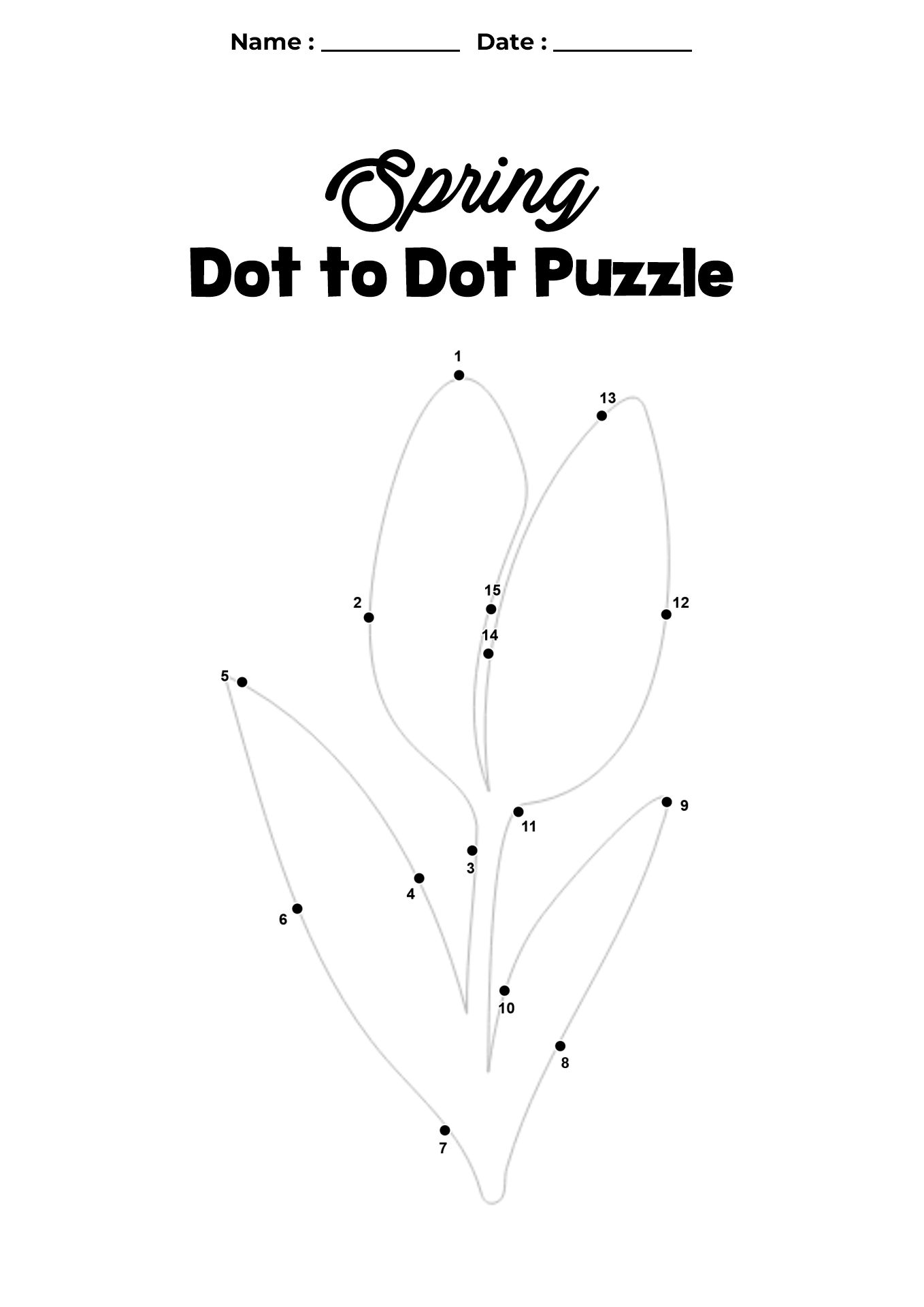 Easy Spring Dot to Dot Puzzles for Kids