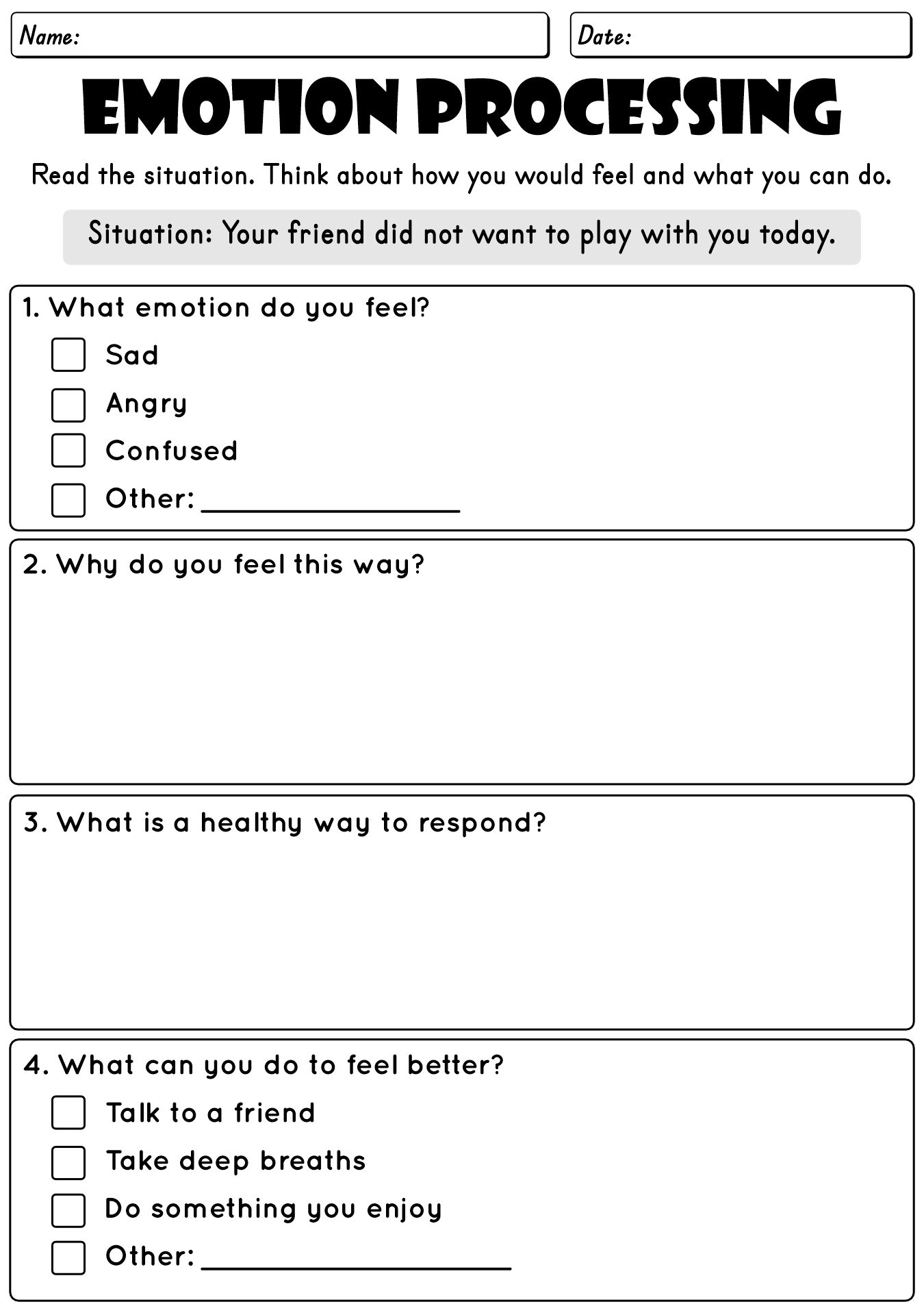 Emotion Processing Worksheets