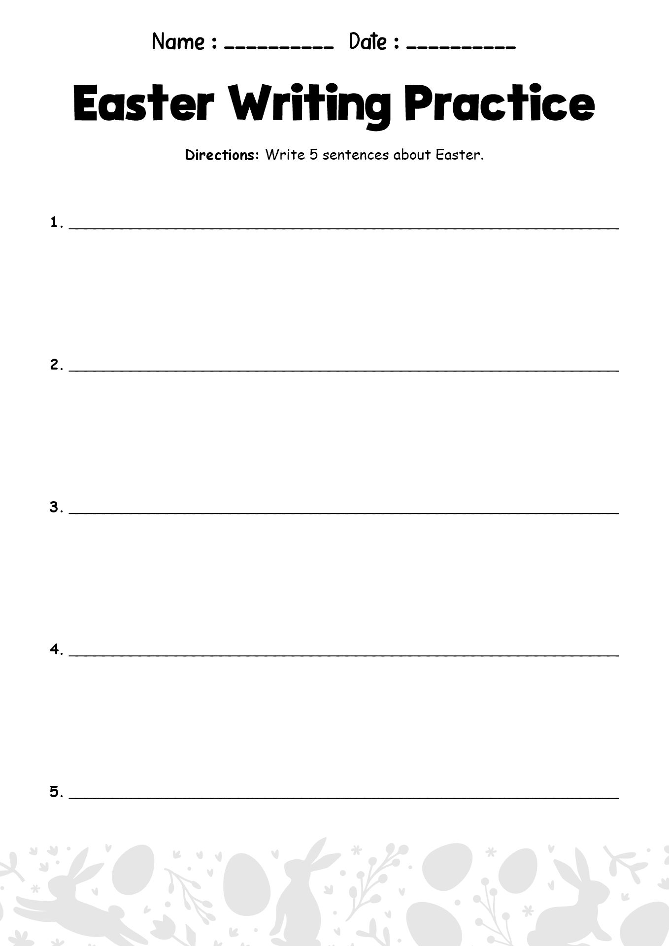 English Easter Worksheet for 2nd Grade Student
