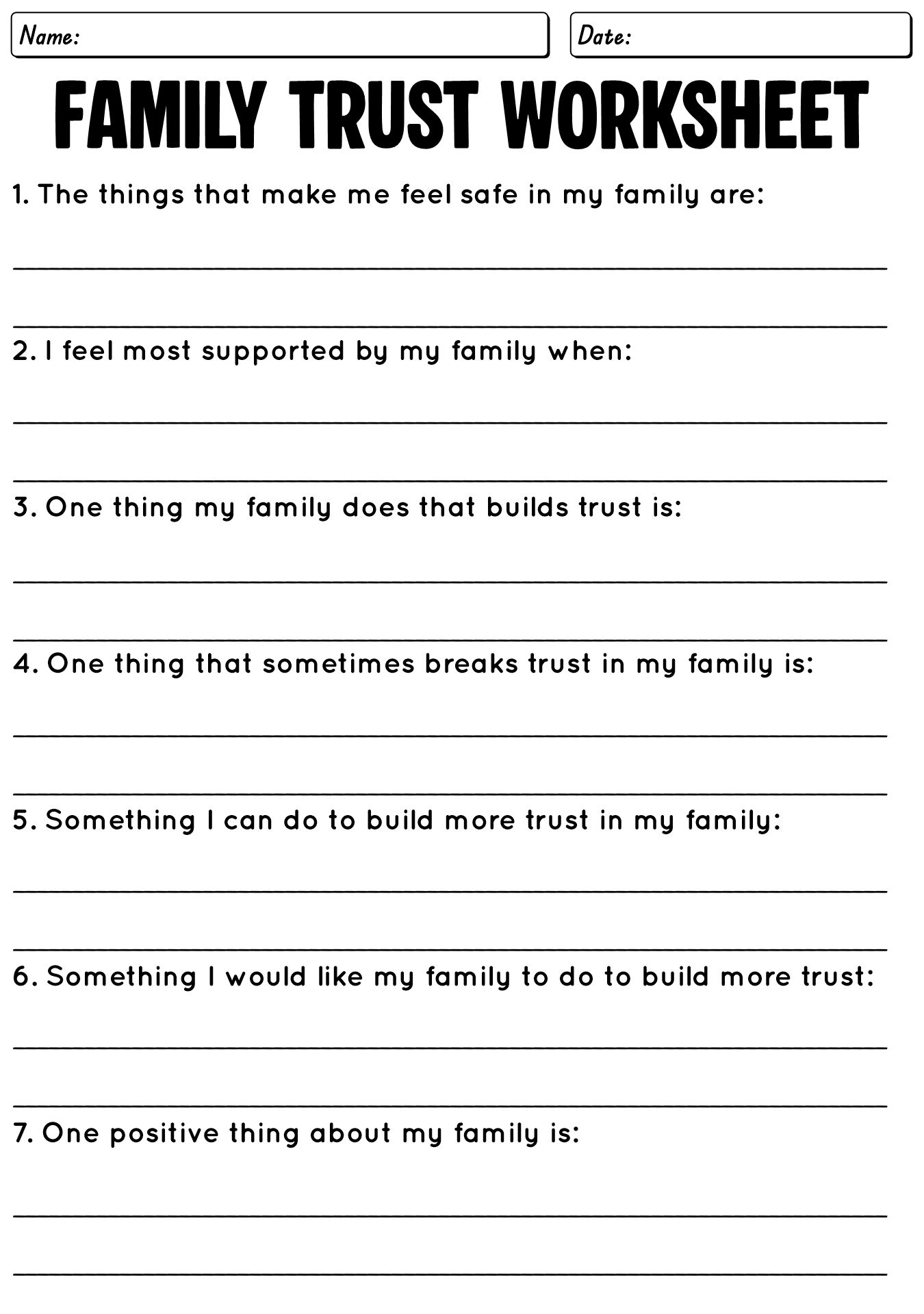 Family Trust Worksheets