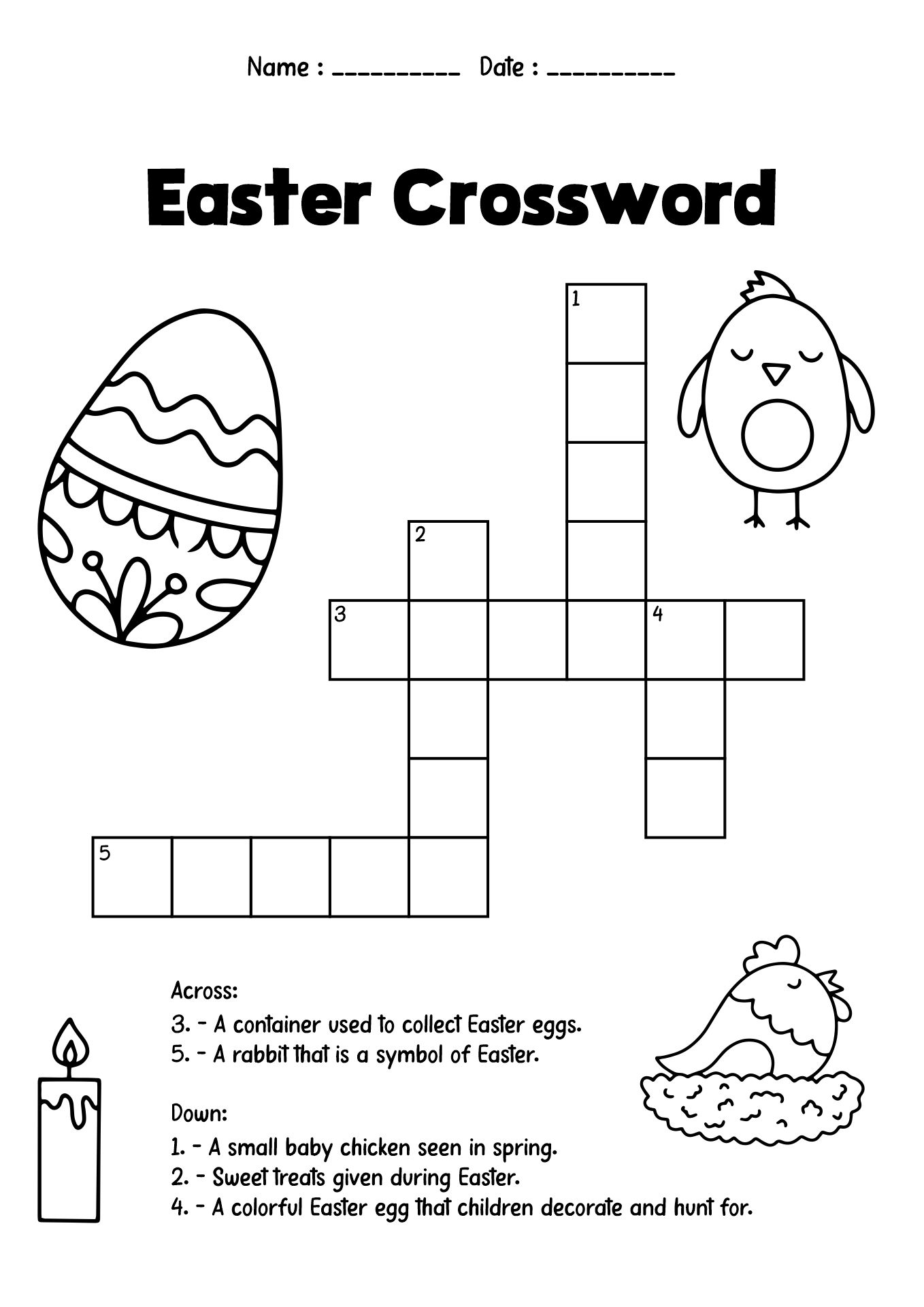 First Grade Easter Crossword Puzzles