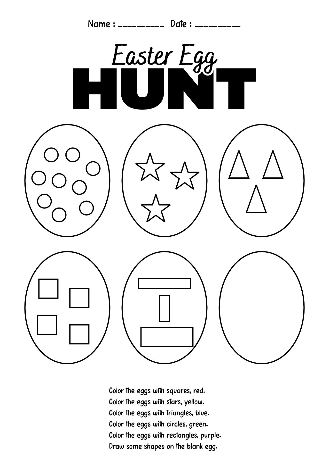 First Grade Easter Egg Hunt Sheets