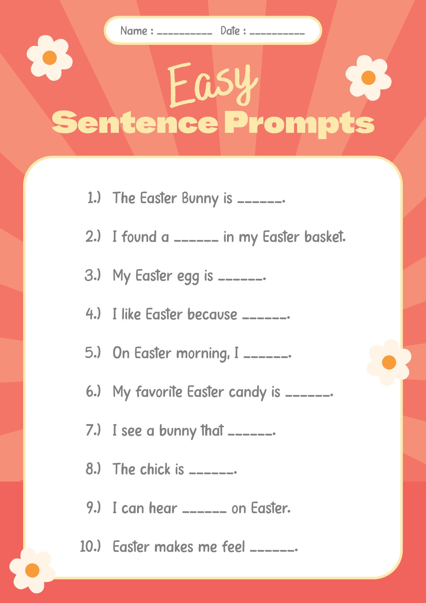 First Grade Easter Writing Prompts
