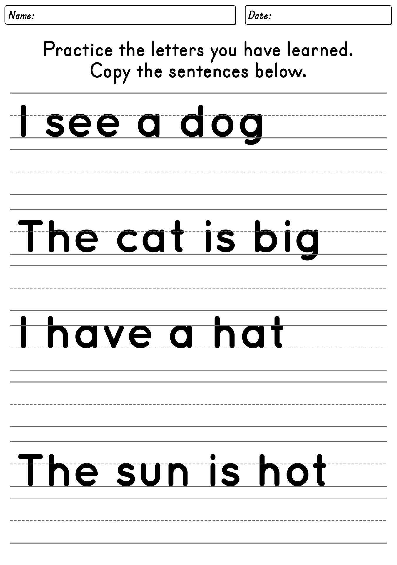 First Grade Handwriting Practice Worksheets