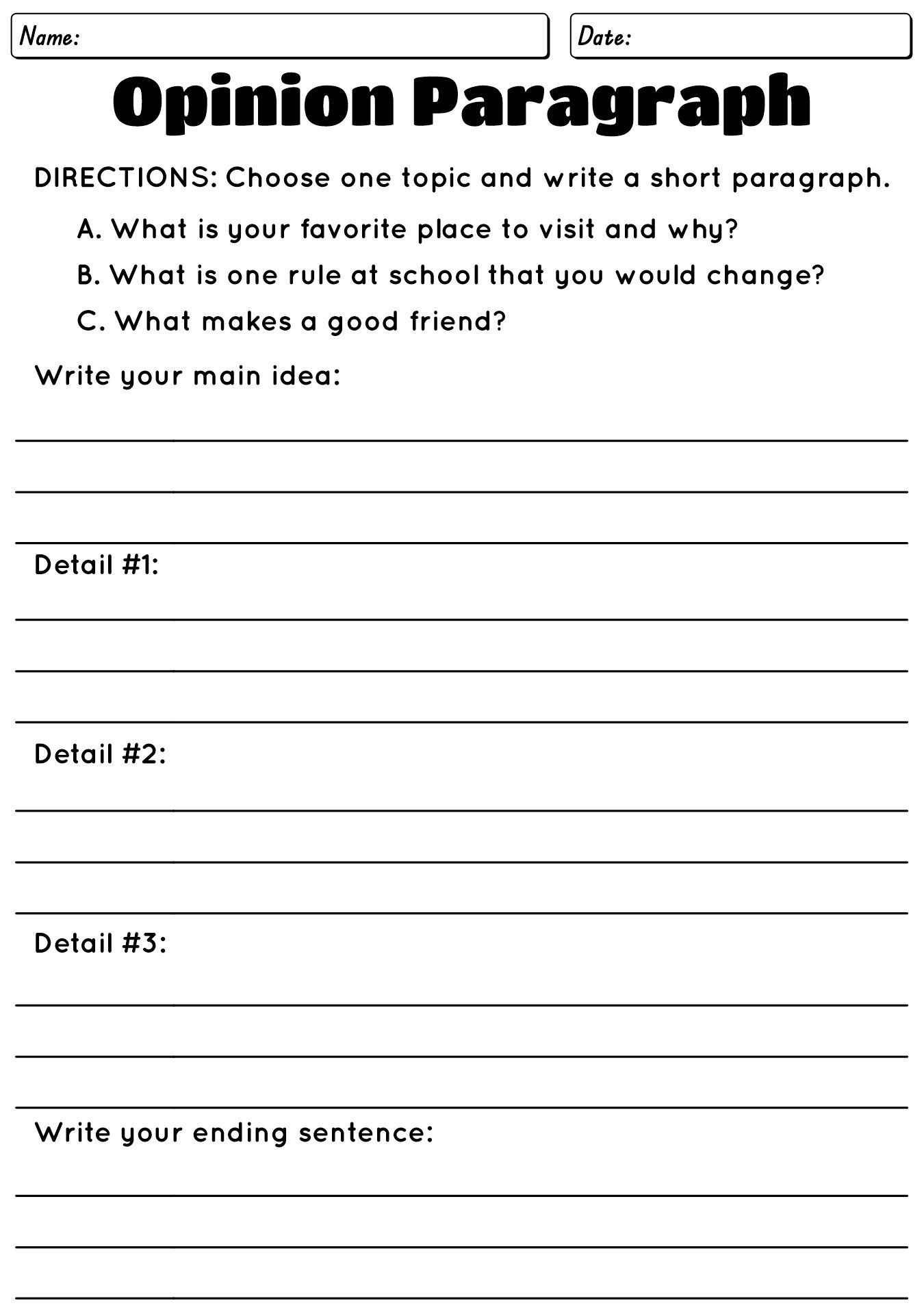First Grade Paragraph Writing Worksheets