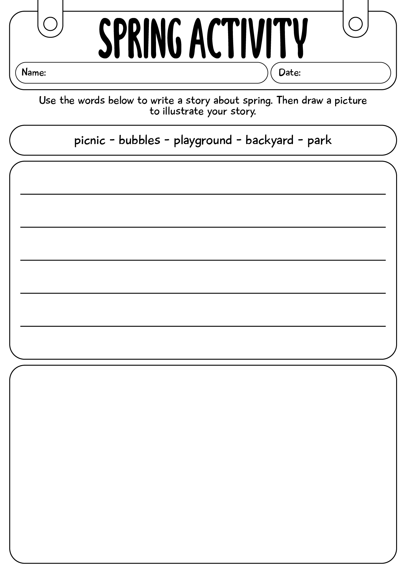 First Grade Spring Write And Draw Worksheet