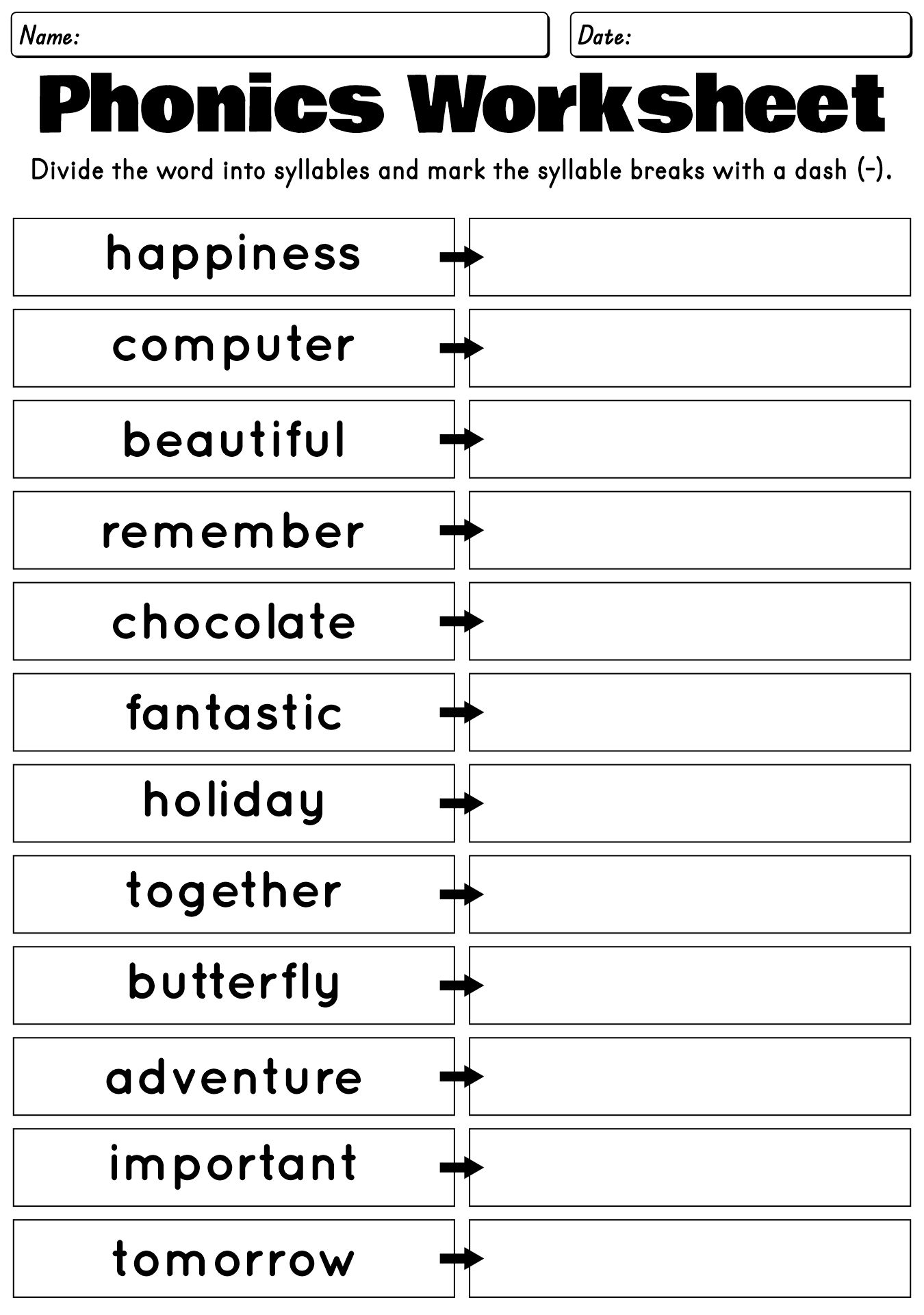 Fun Phonics Exercises for 3rd Grade