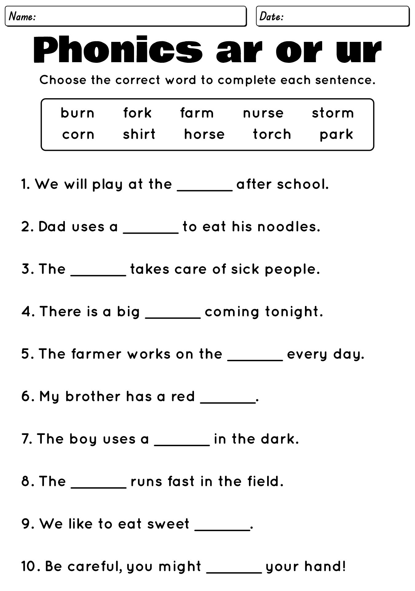 Grade 3 Phonics Practice Sheets