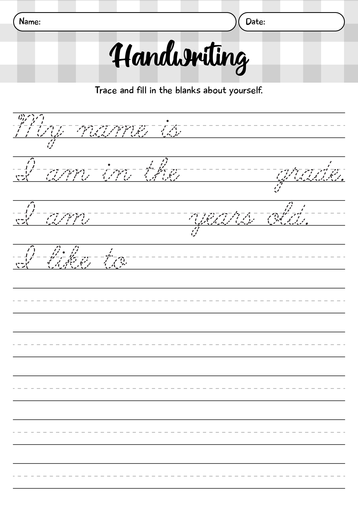 Handwriting Worksheets For 1st Grade