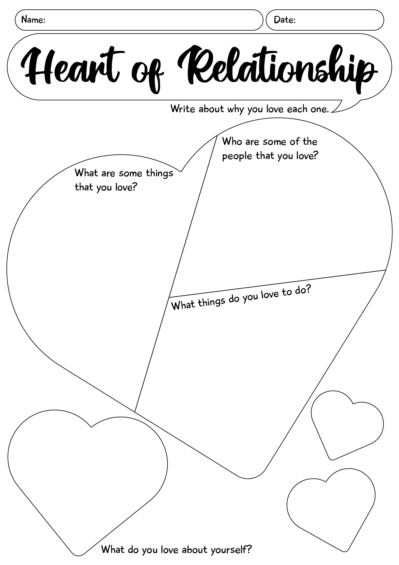 Heart Of Relationships Worksheet