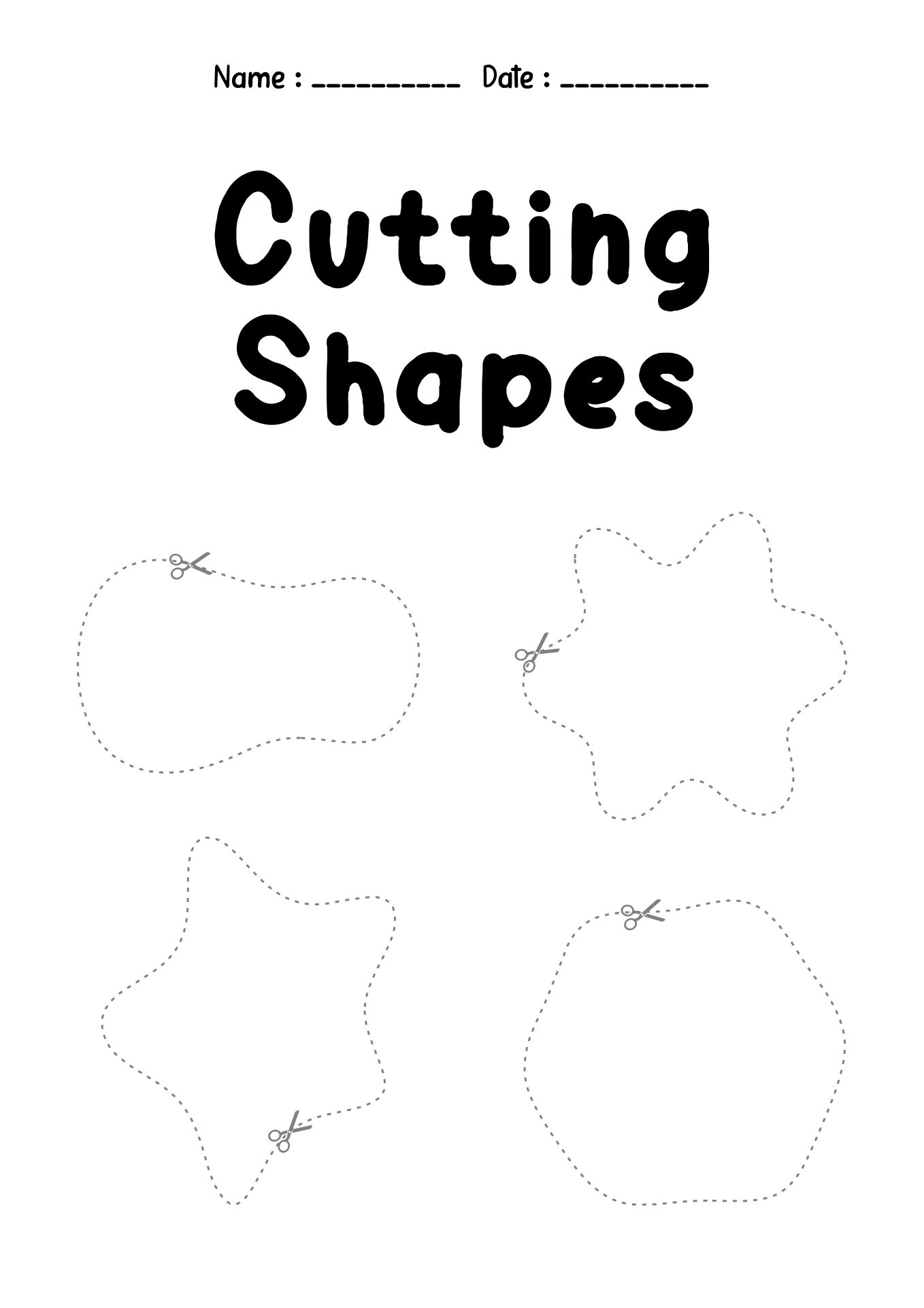 Kindergarten Cutting Exercises Worksheets