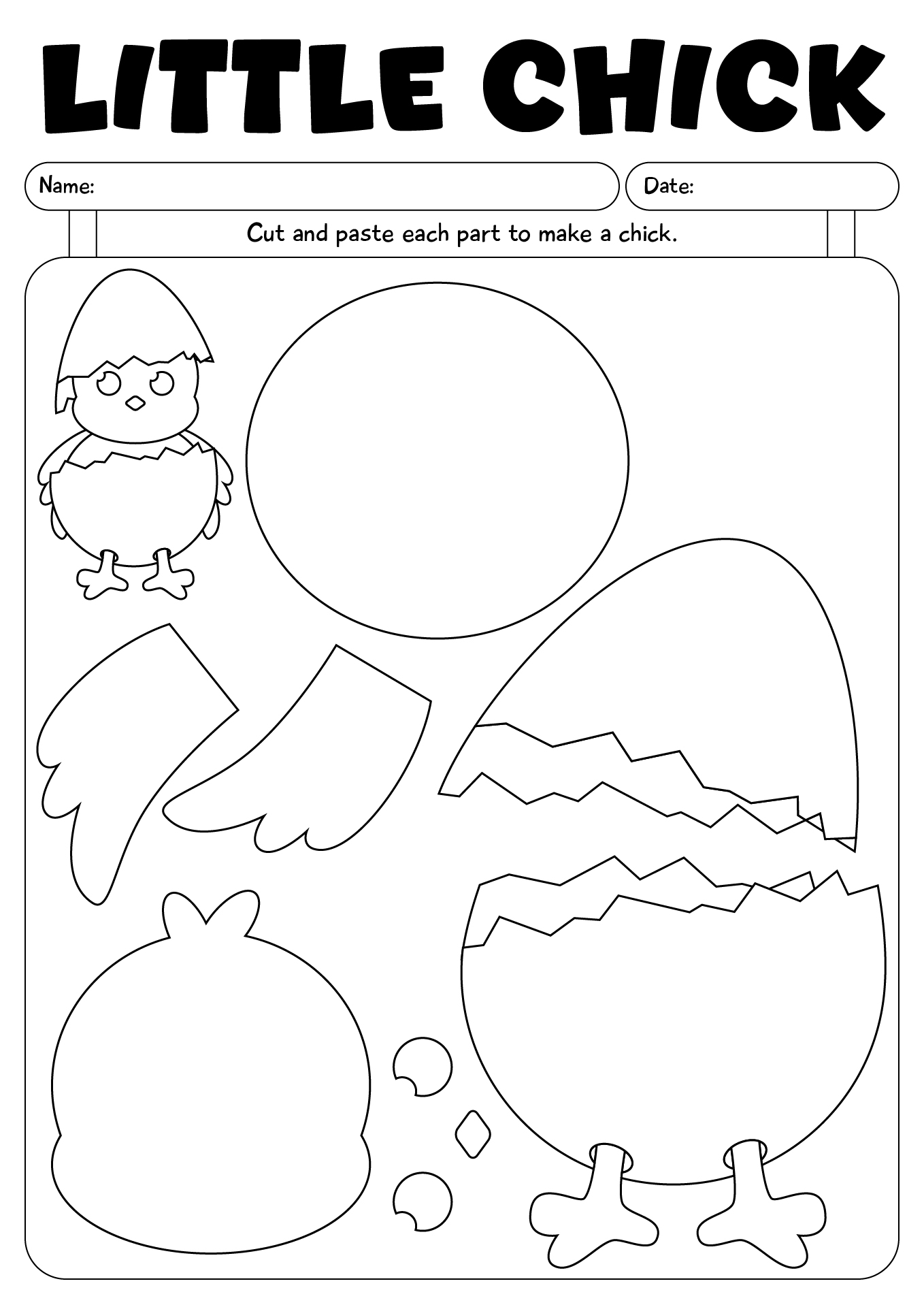 Little Chick Cut And Paste Easter Worksheet
