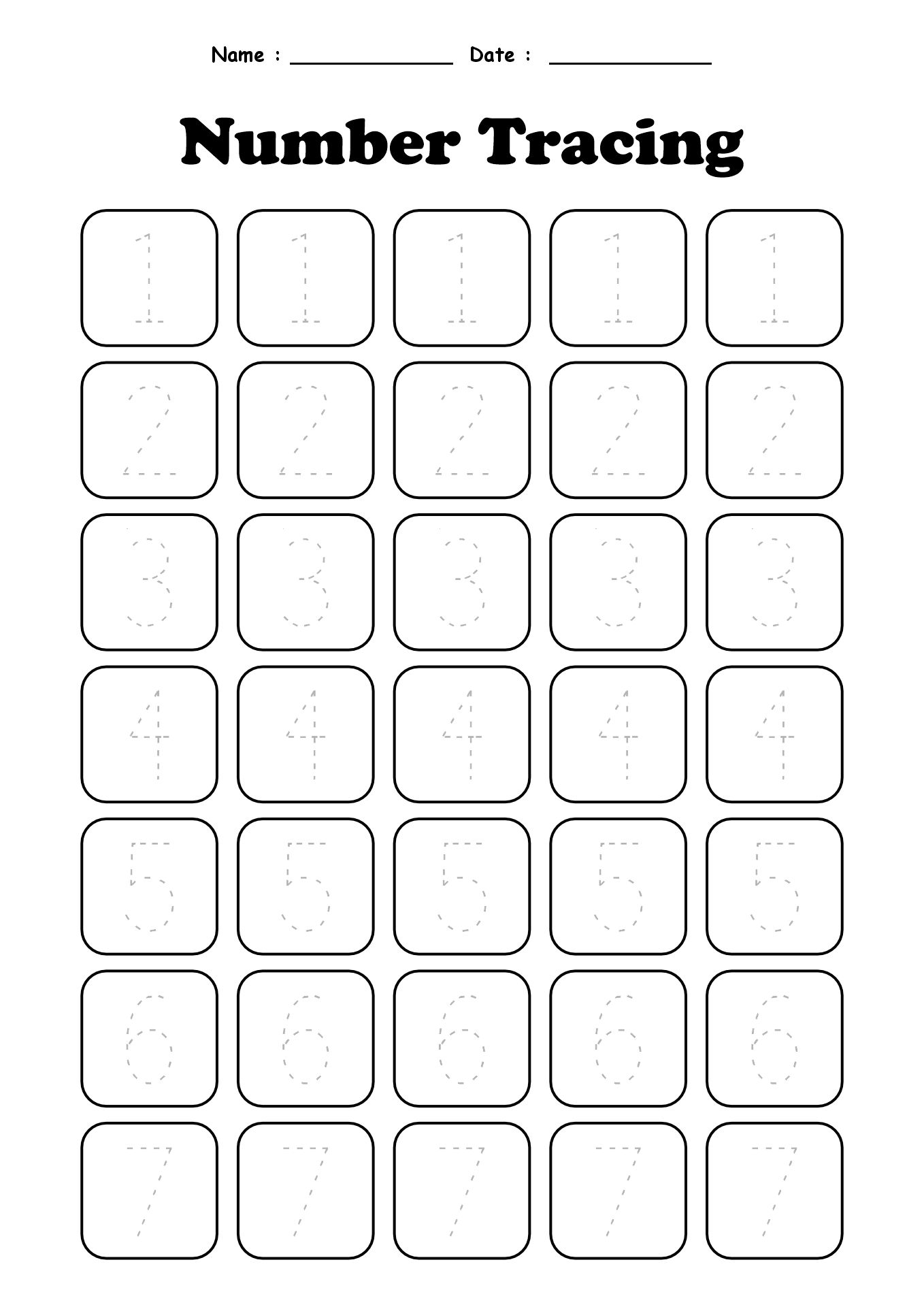 Number Writing Worksheets for Kindergarten