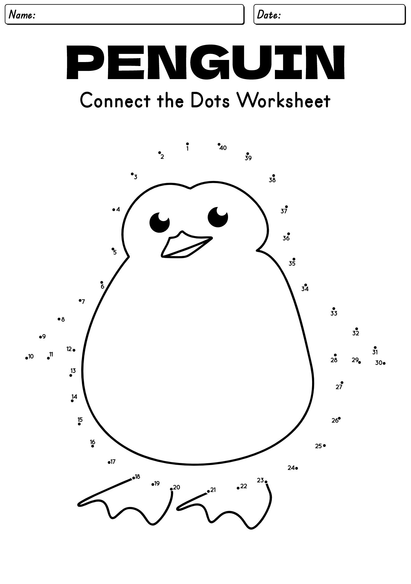 Penguin Dot-to-Dot For Preschool