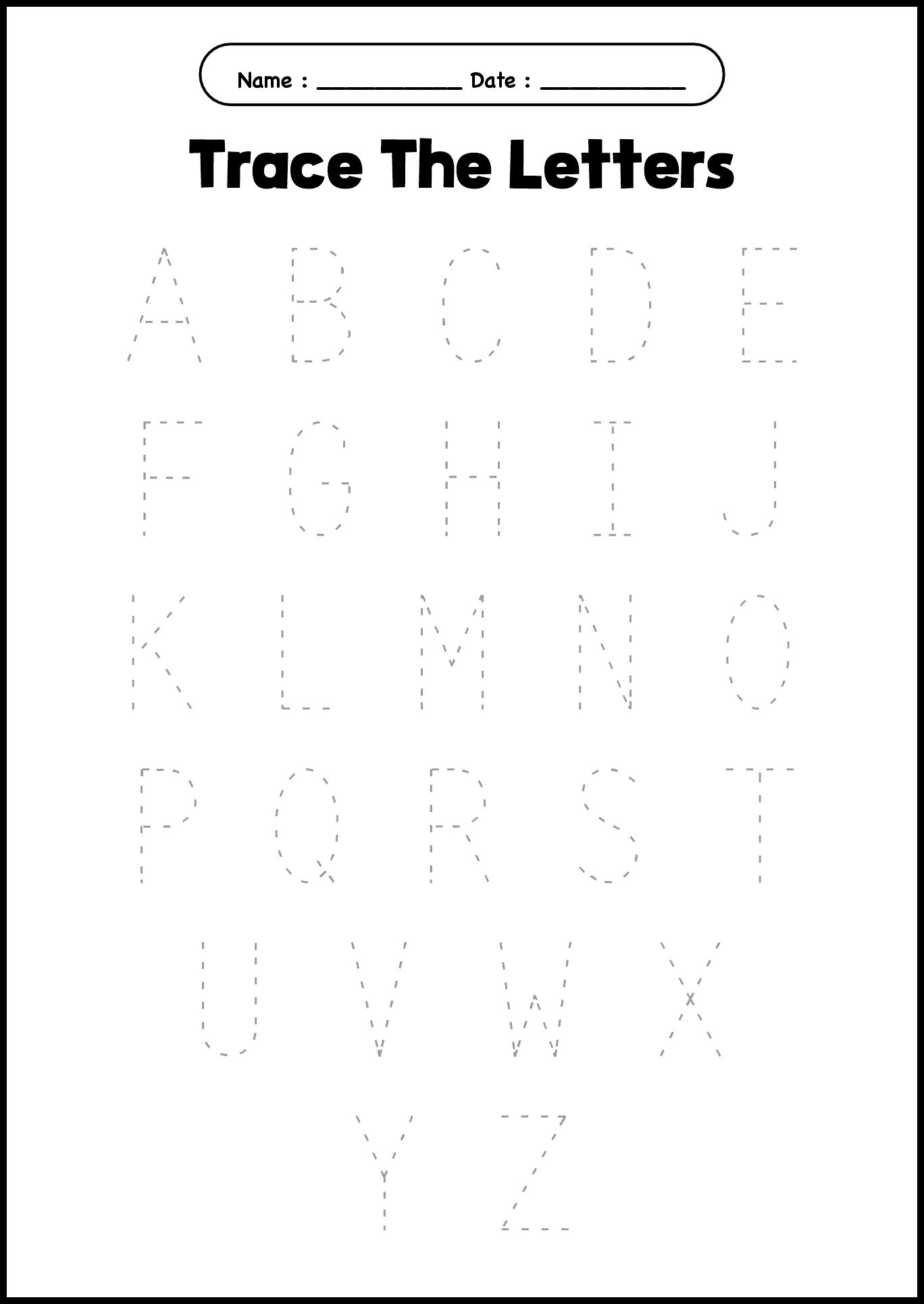 Pre-K Alphabet Tracing Worksheets