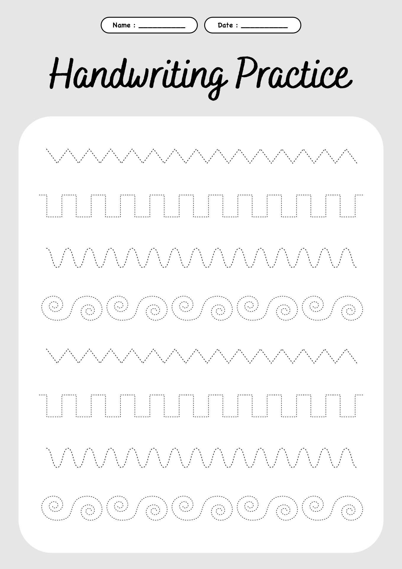 Pre-Writing Practice Worksheets