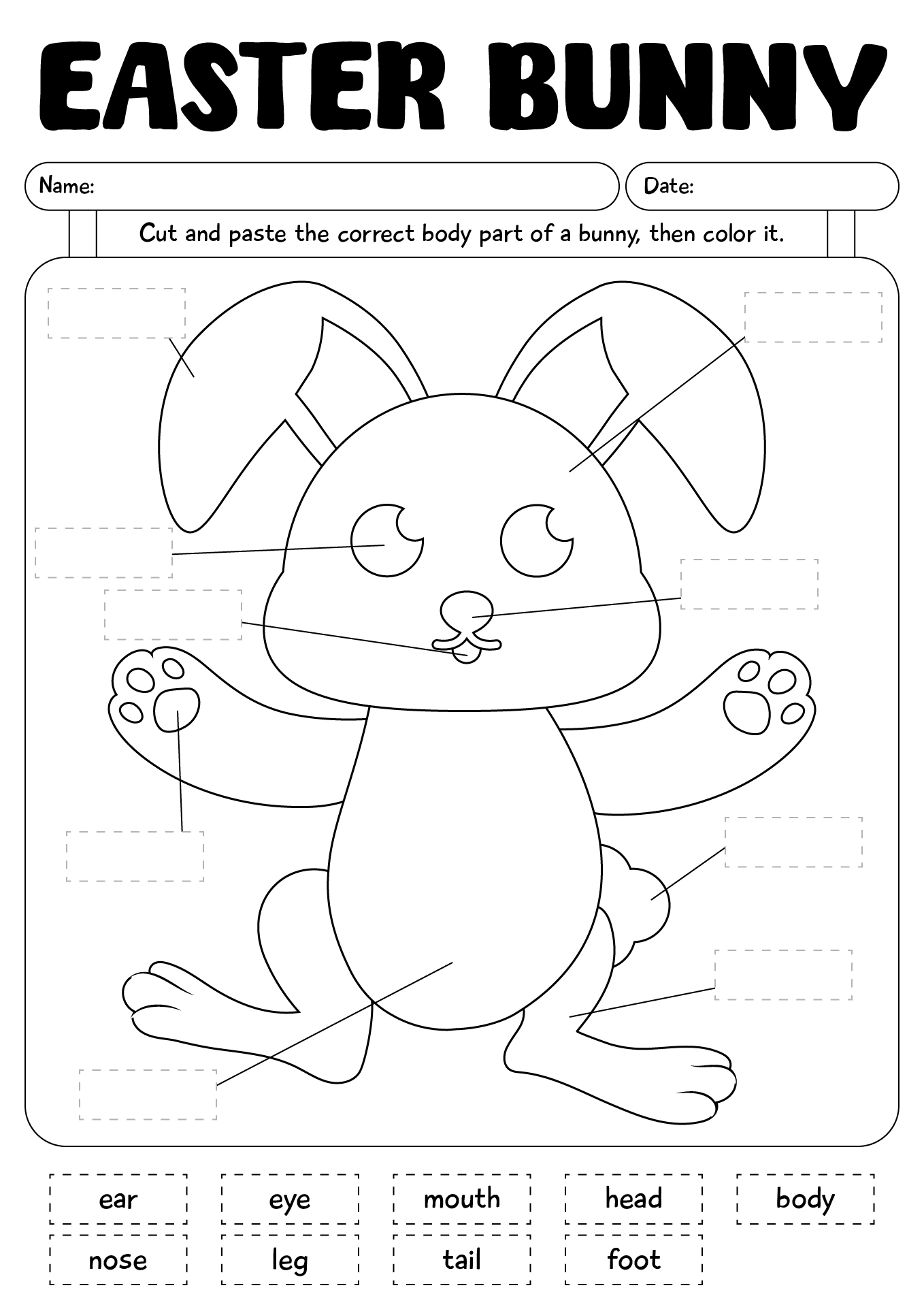 Preschool Cut And Paste Easter Worksheets For Kids