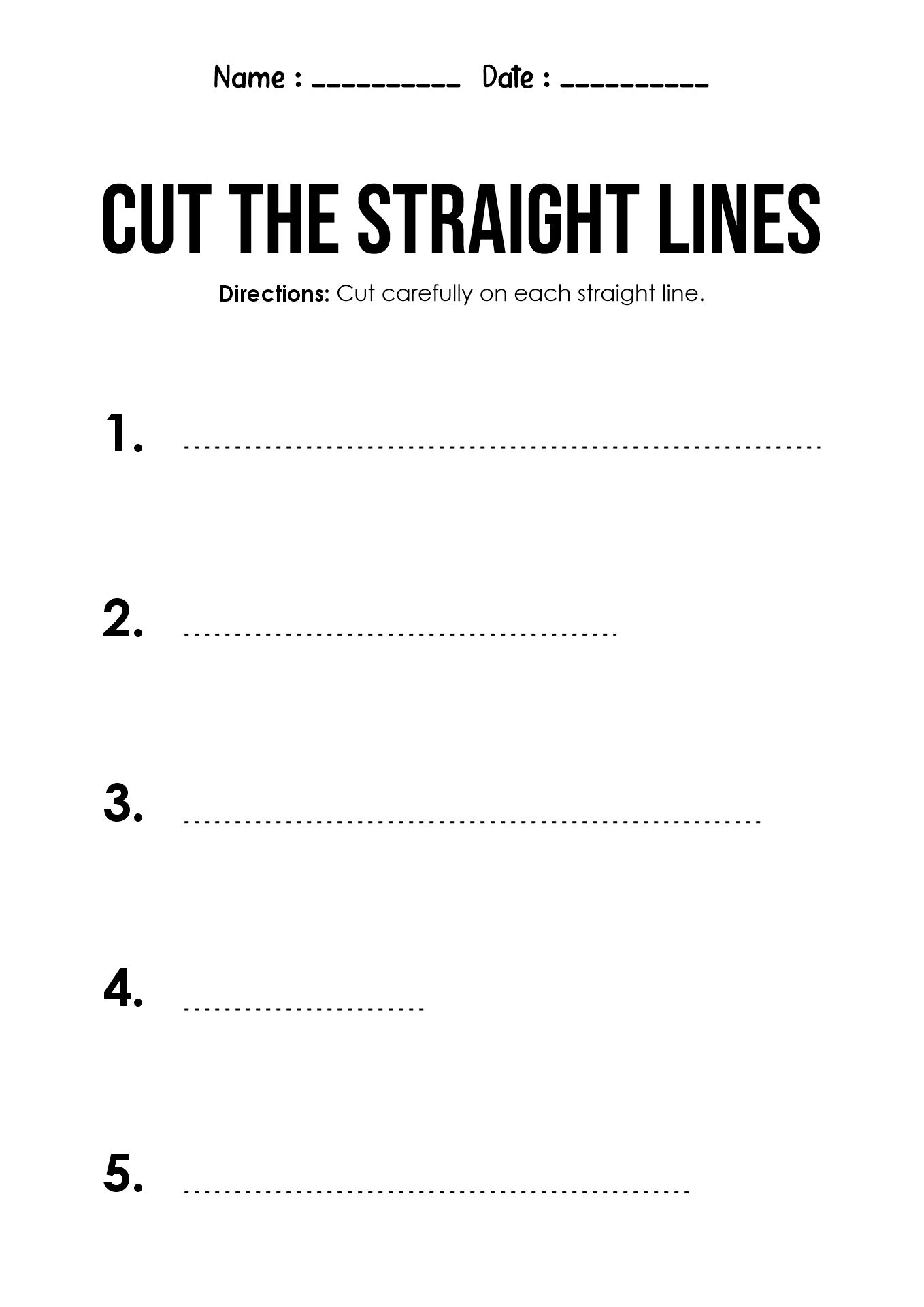 Preschool Cutting Lines Worksheets