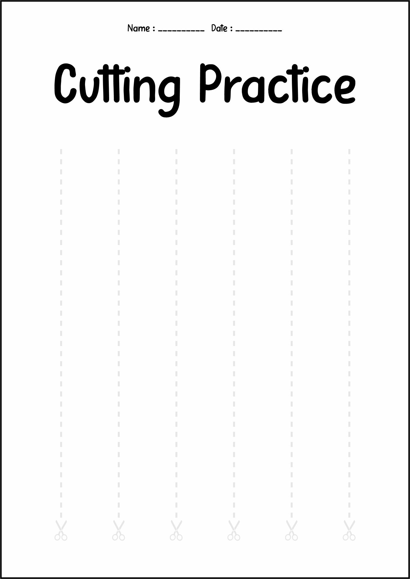 Preschool Cutting Practice Sheets