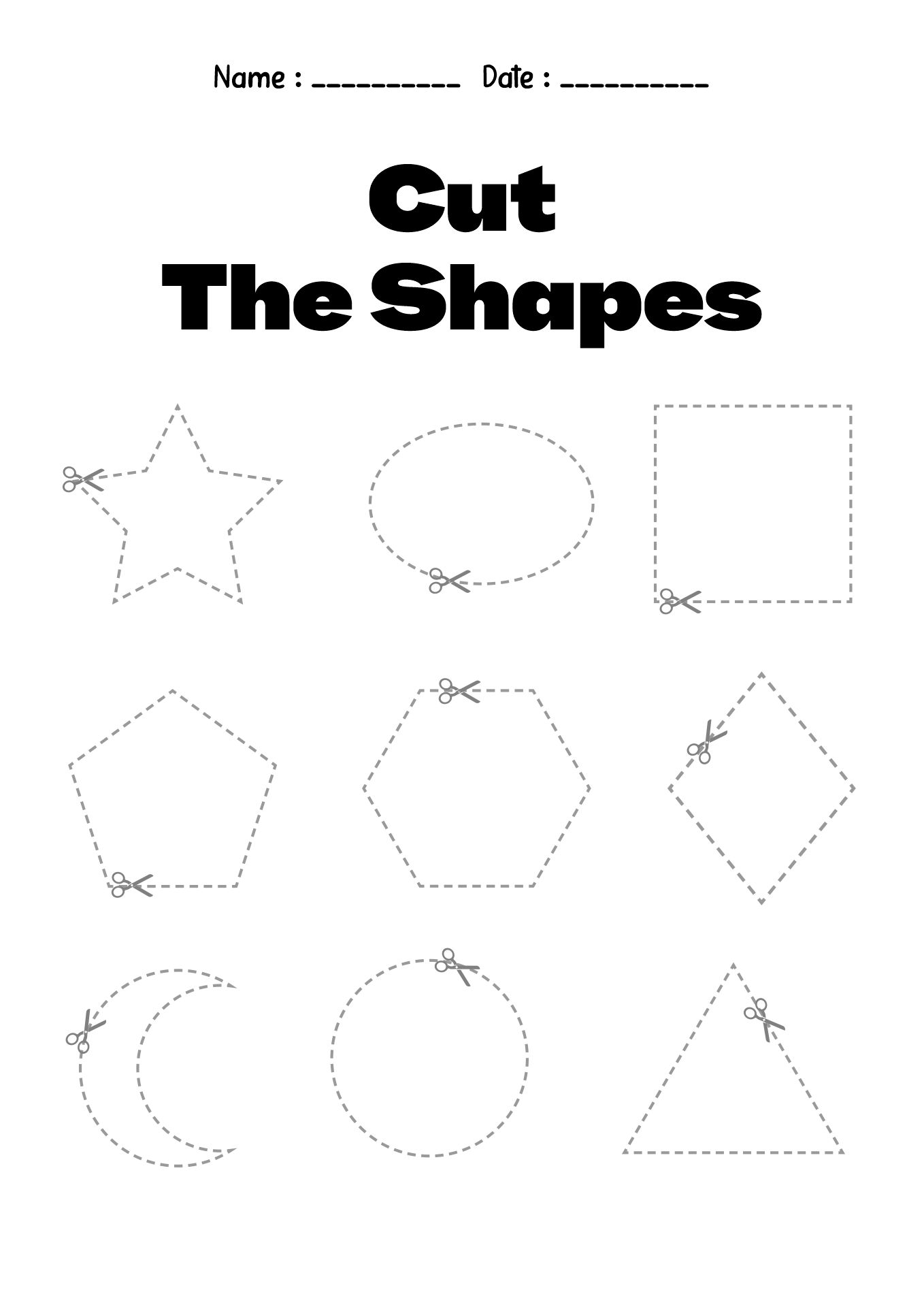 Preschool Cutting Shapes Worksheets