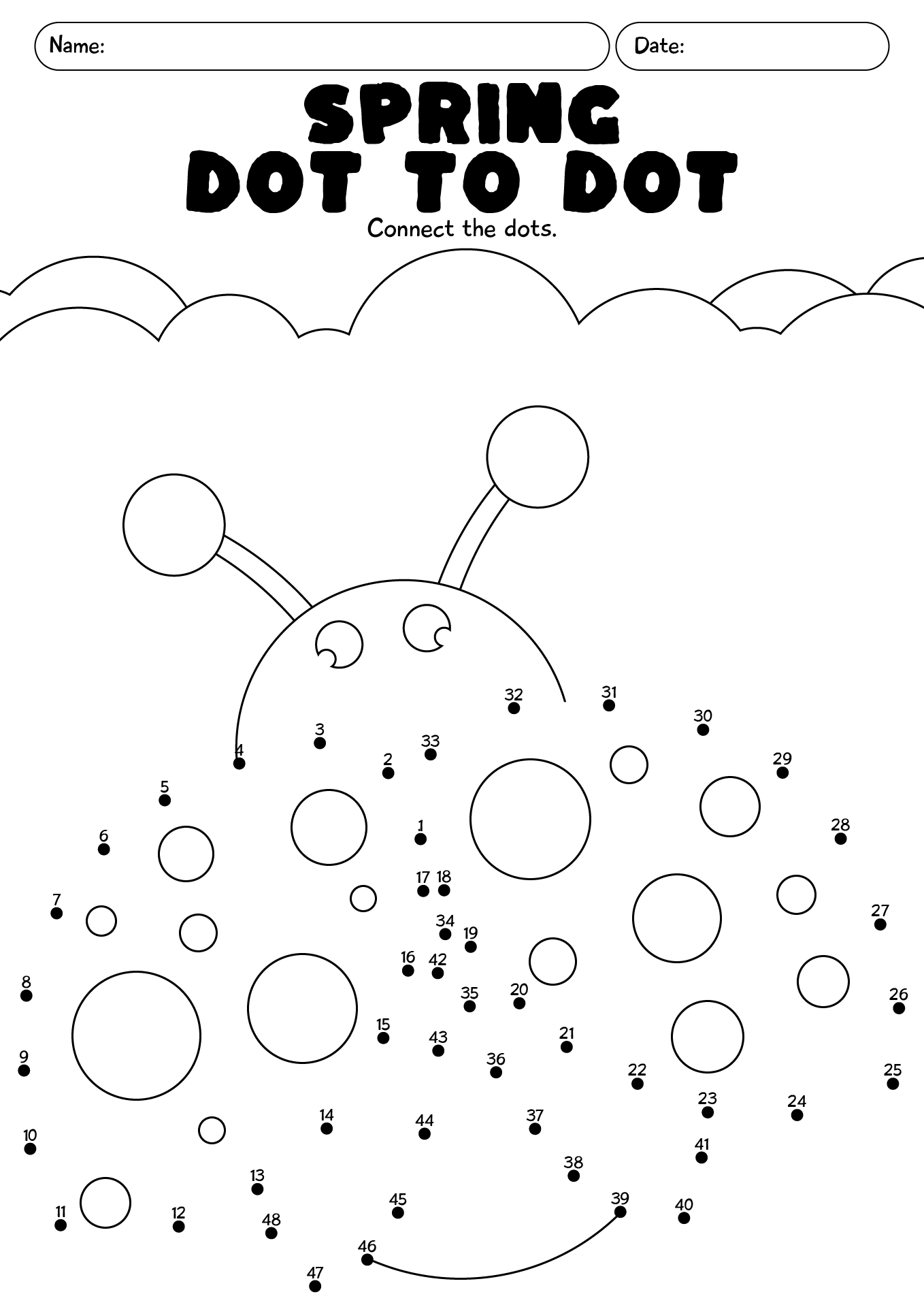 Preschool Spring Dot To Dot Worksheet