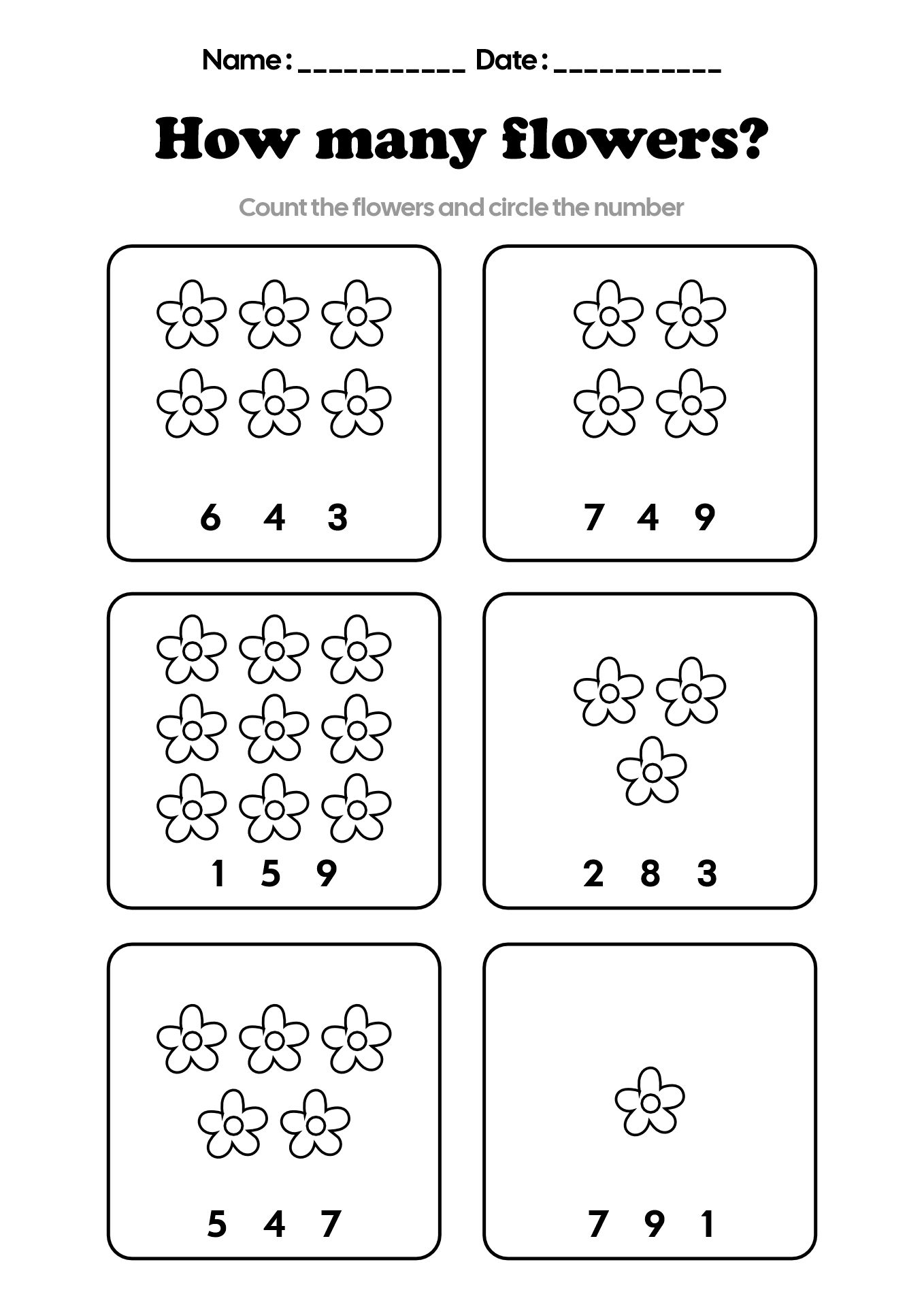 Preschool Spring Flower Counting Activities