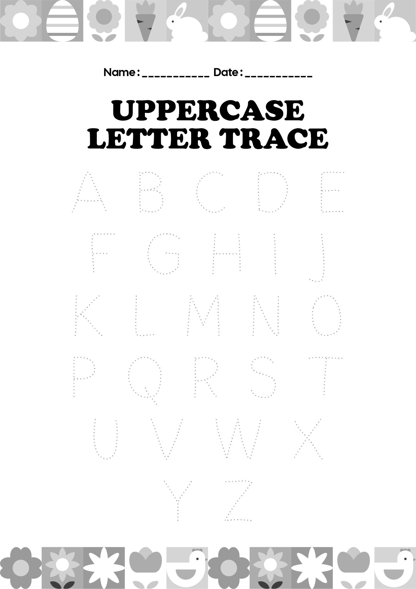Preschool Springtime Alphabet Tracing Sheets
