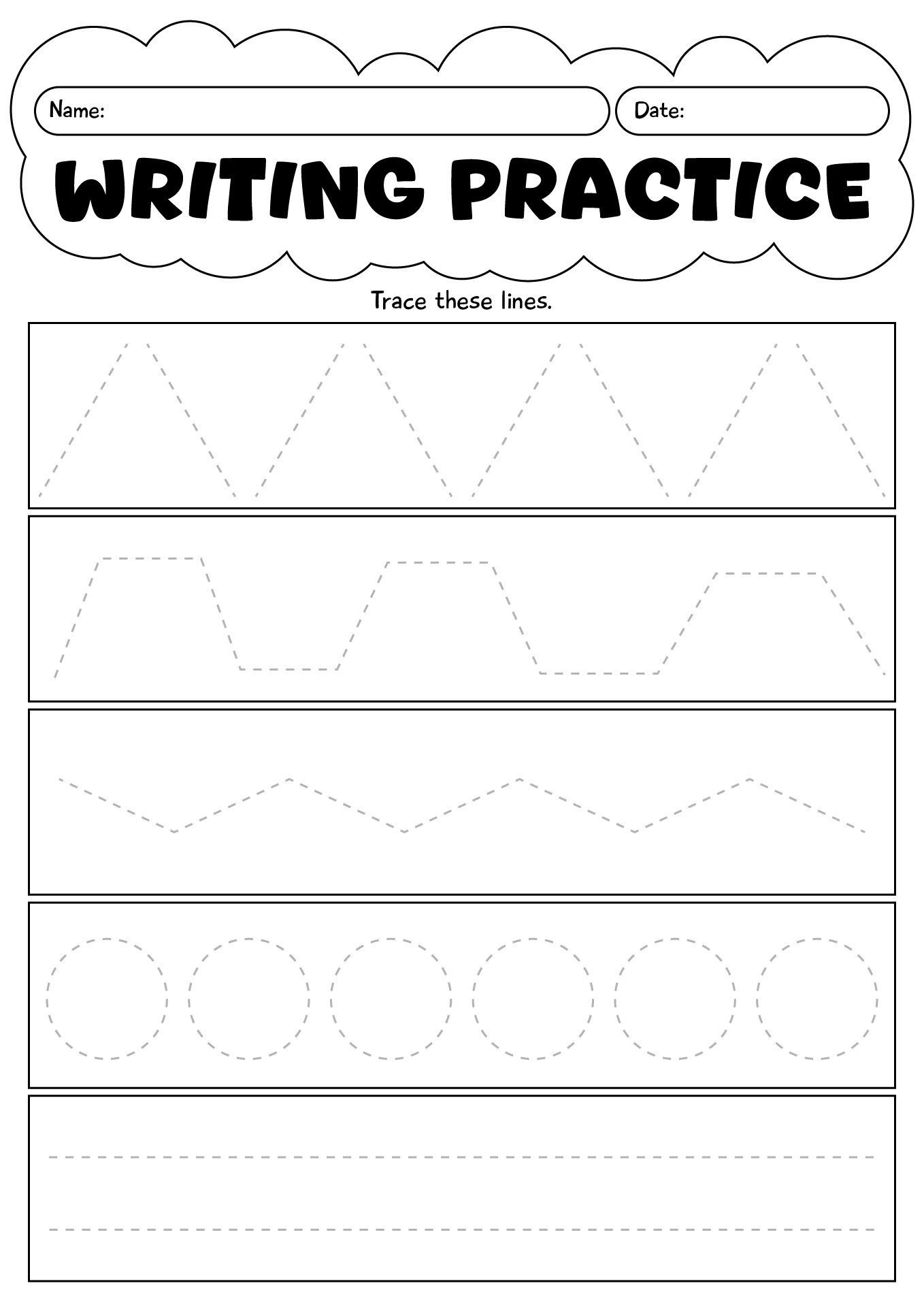 Preschool Writing Skill Practice Sheet