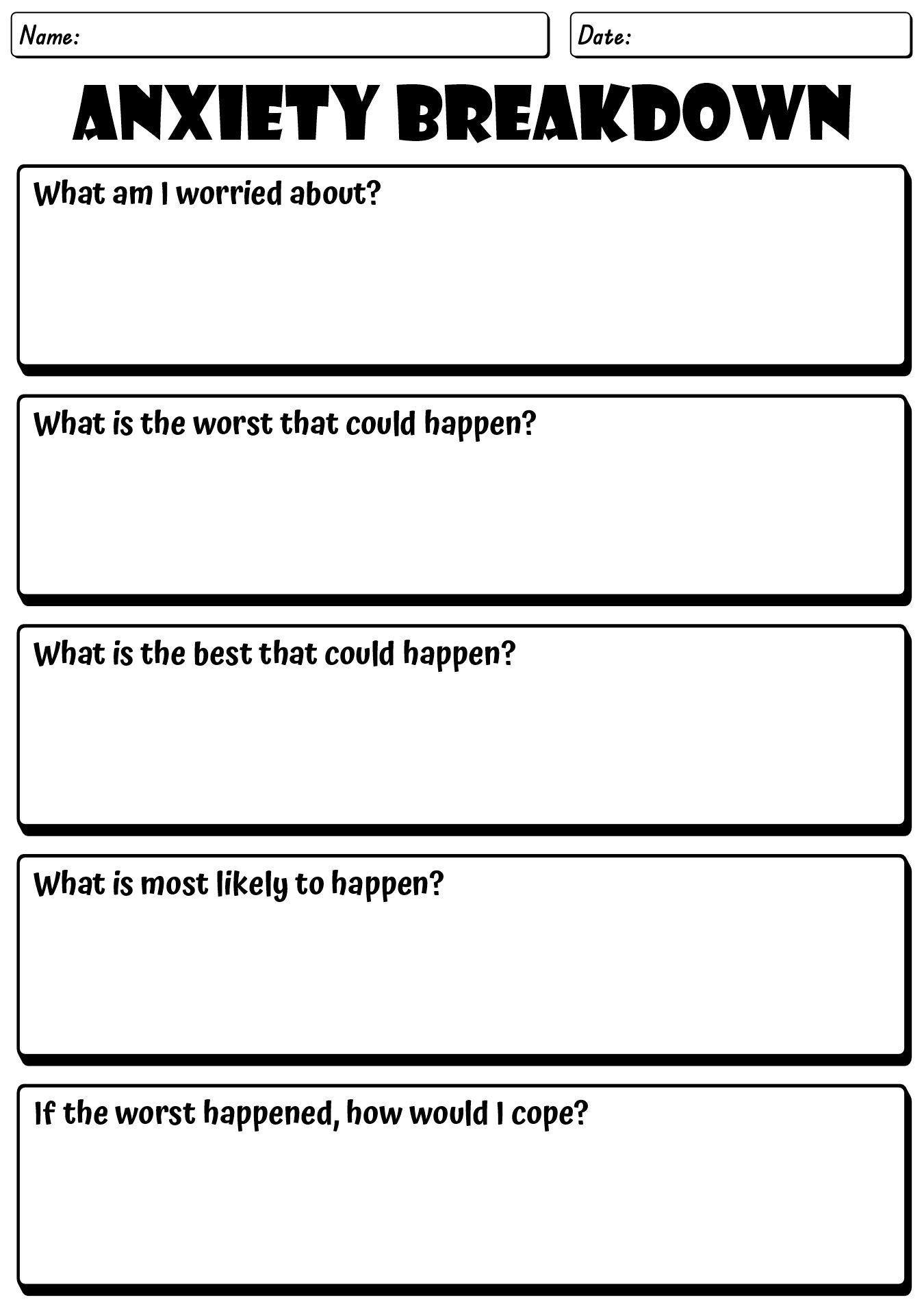 Printable CBT Worksheets For Teenagers