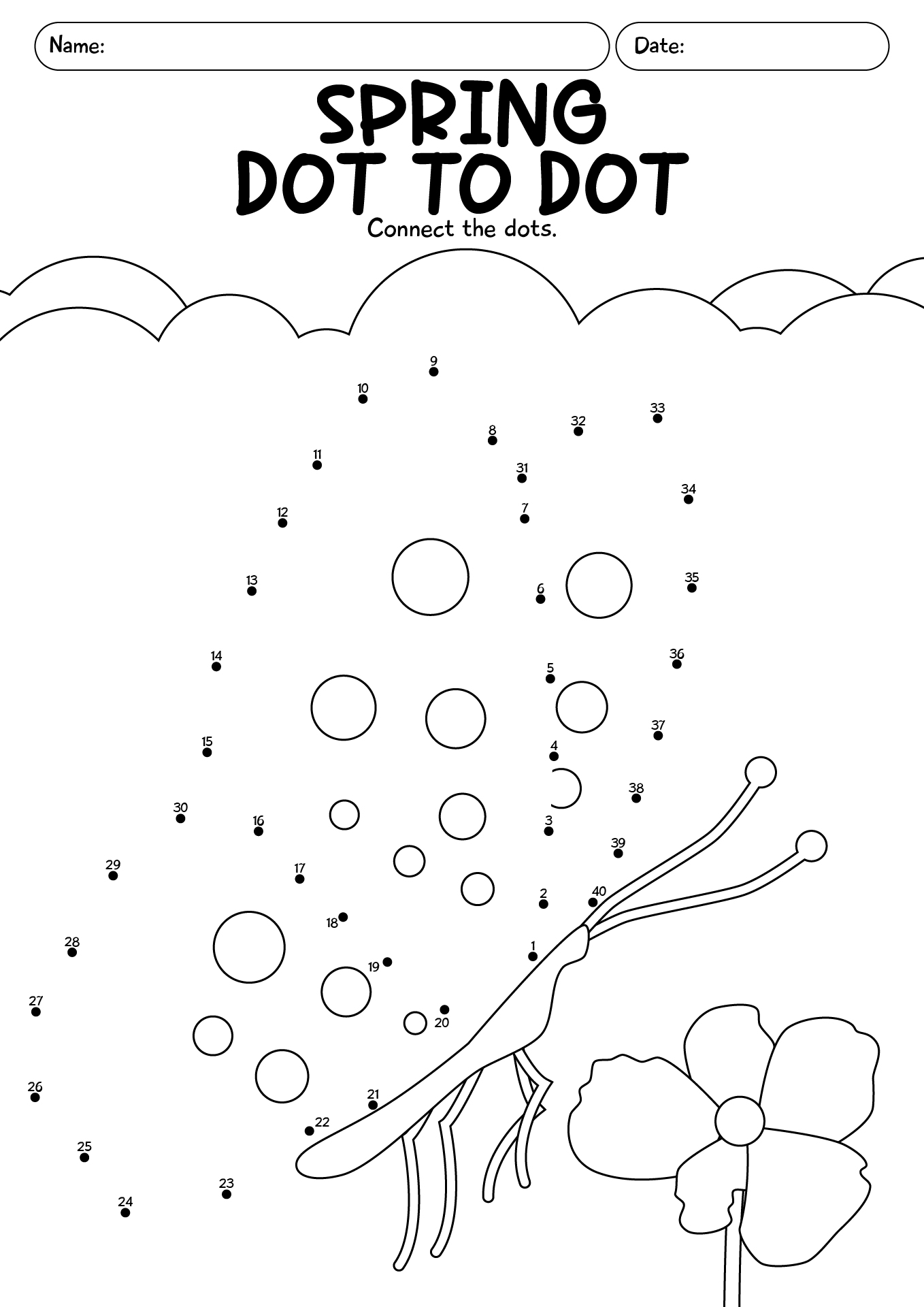 Printable Spring Dot To Dot Activity
