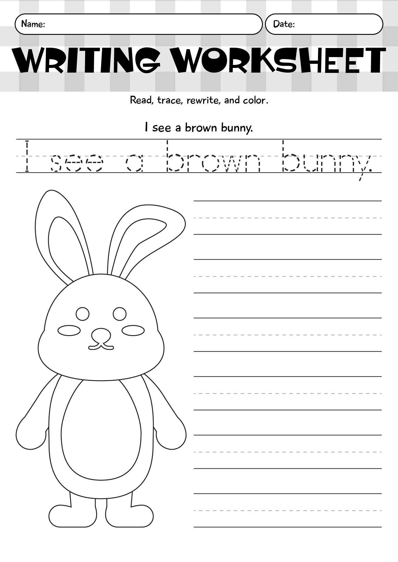 Printable Writing Kindergarten