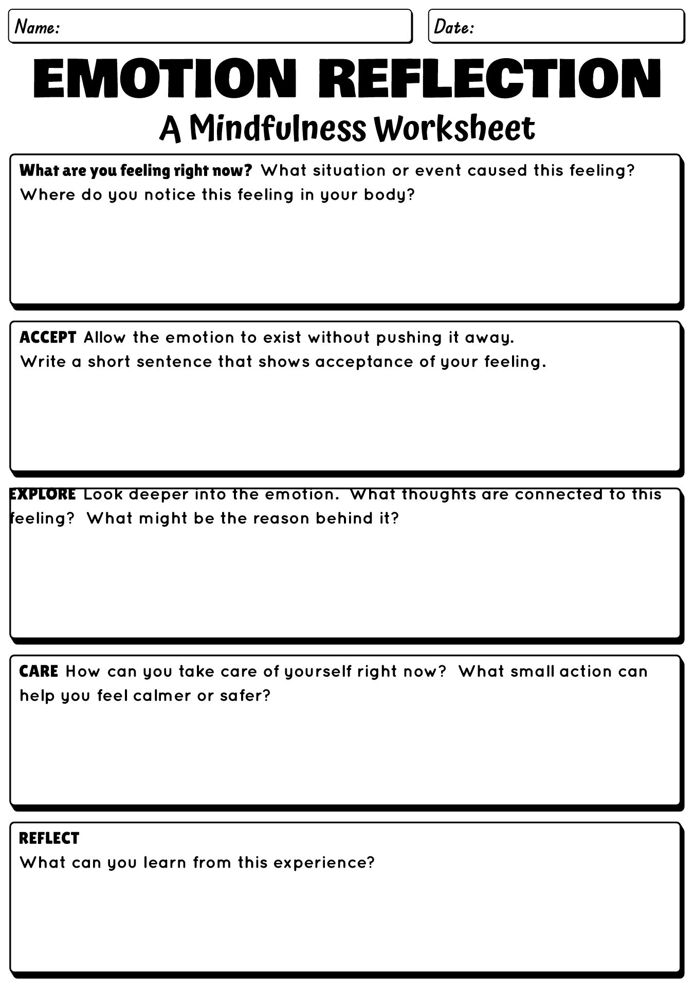 Processing Emotions Worksheet