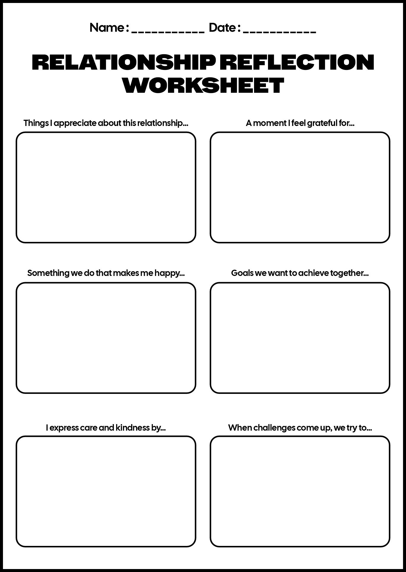 Relationship Building Worksheets for Teen Girls