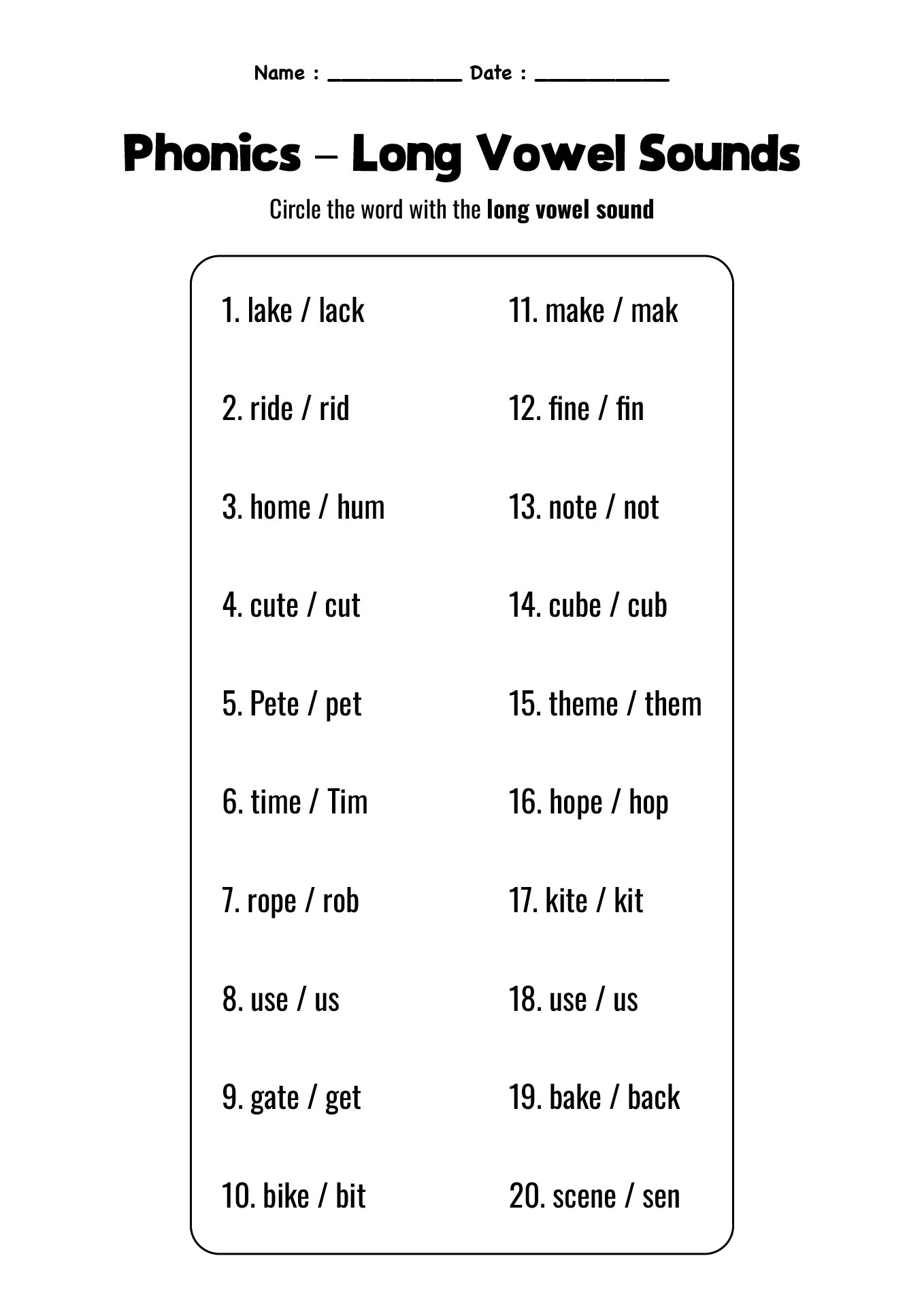 Second Grade Literacy Worksheets