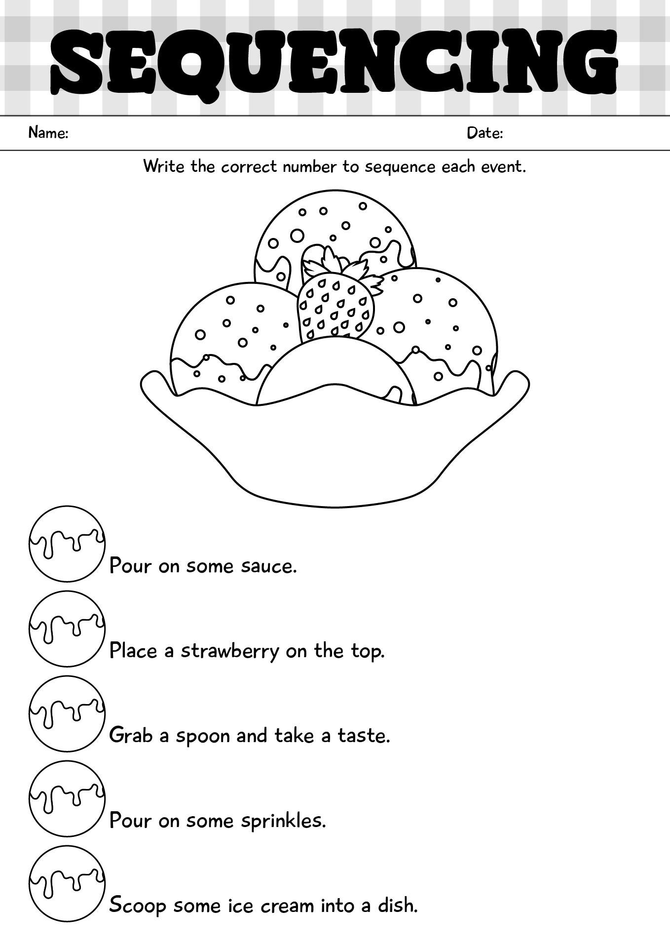 Second Grade Reading Sequencing Practice Sheet