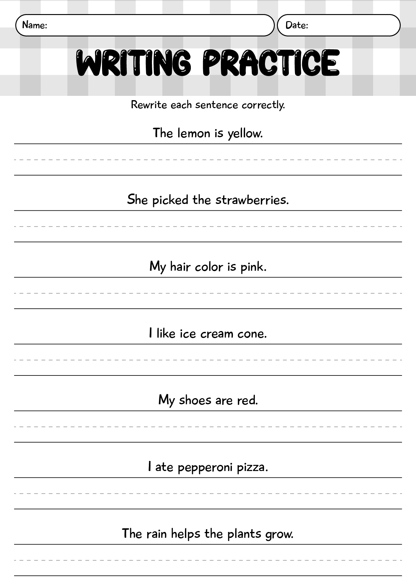 Sentence Writing Practice Worksheets For Preschool