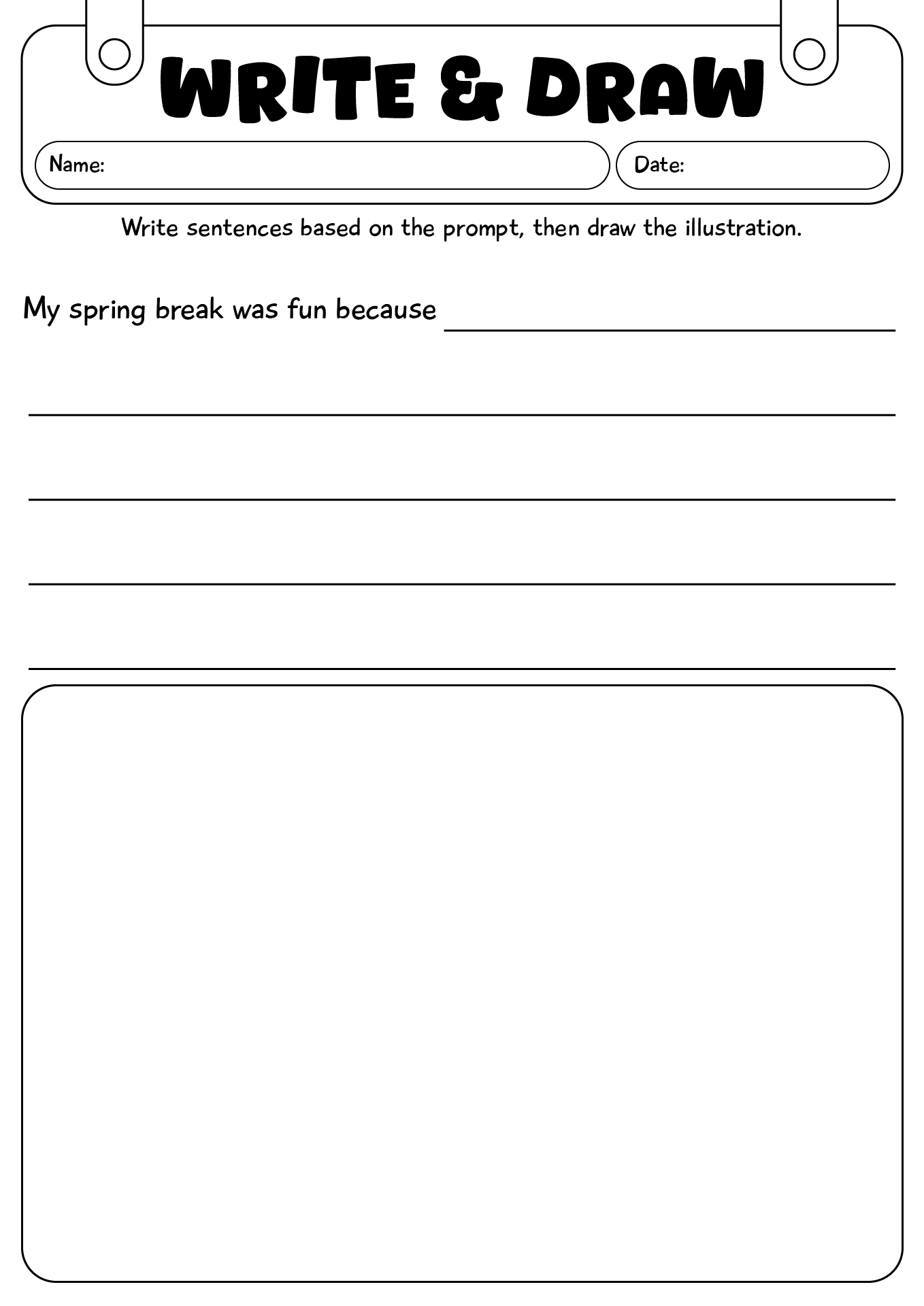Spring Break Write And Draw Worksheet