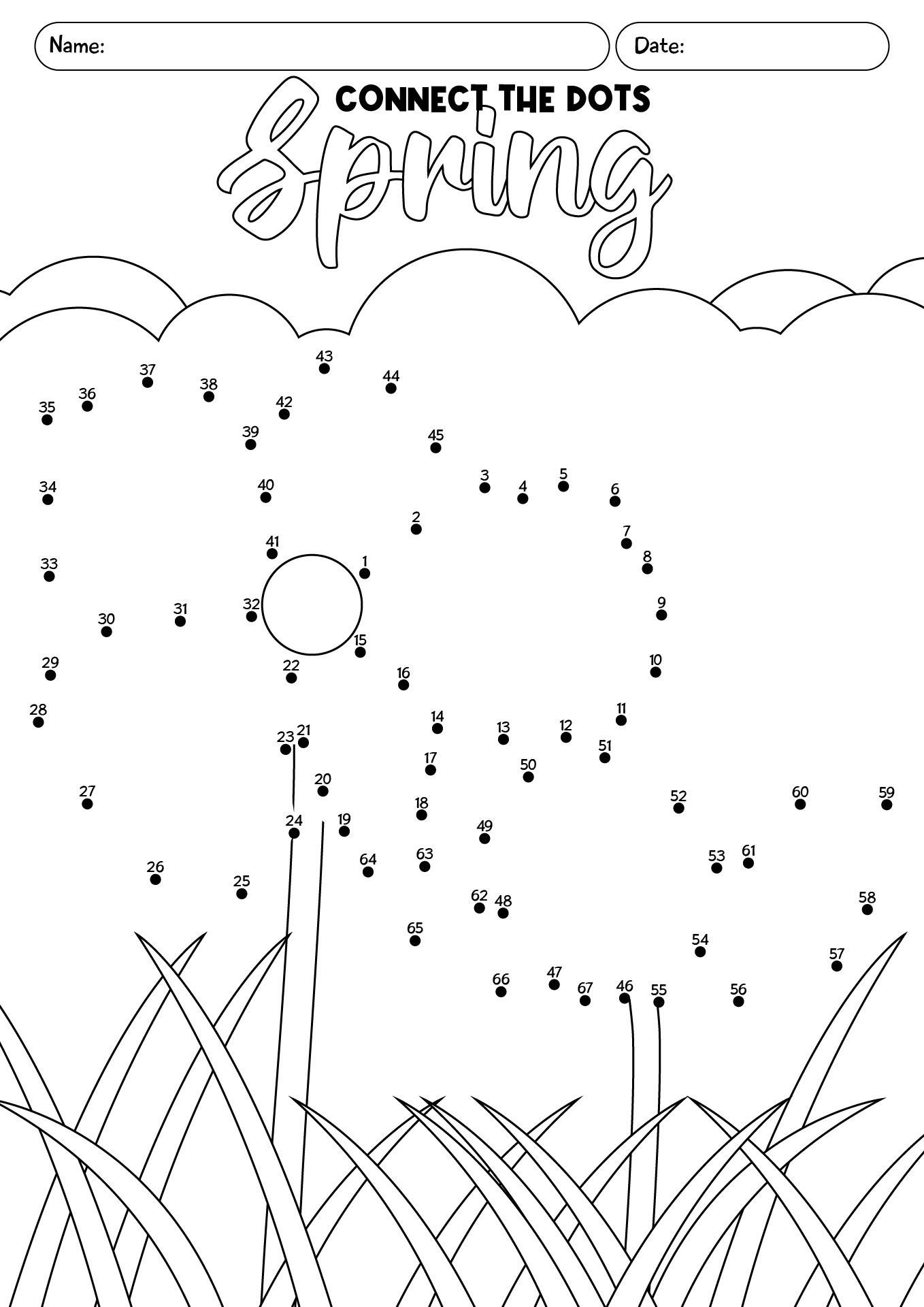 Spring Connect The Dots Coloring Page