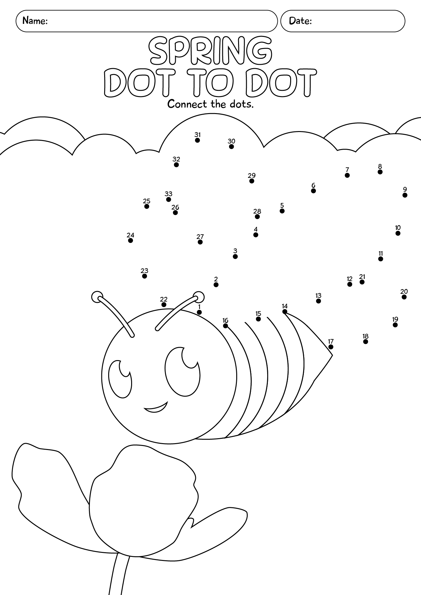Spring Dot-to-Dot Worksheet Page
